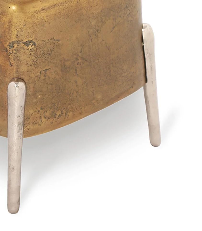 SPI Home 4-Legged Side Table - Cast Aluminum with Brass & Nickel Finish | Perfect for Living Room, Patio, or Bedroom Decor