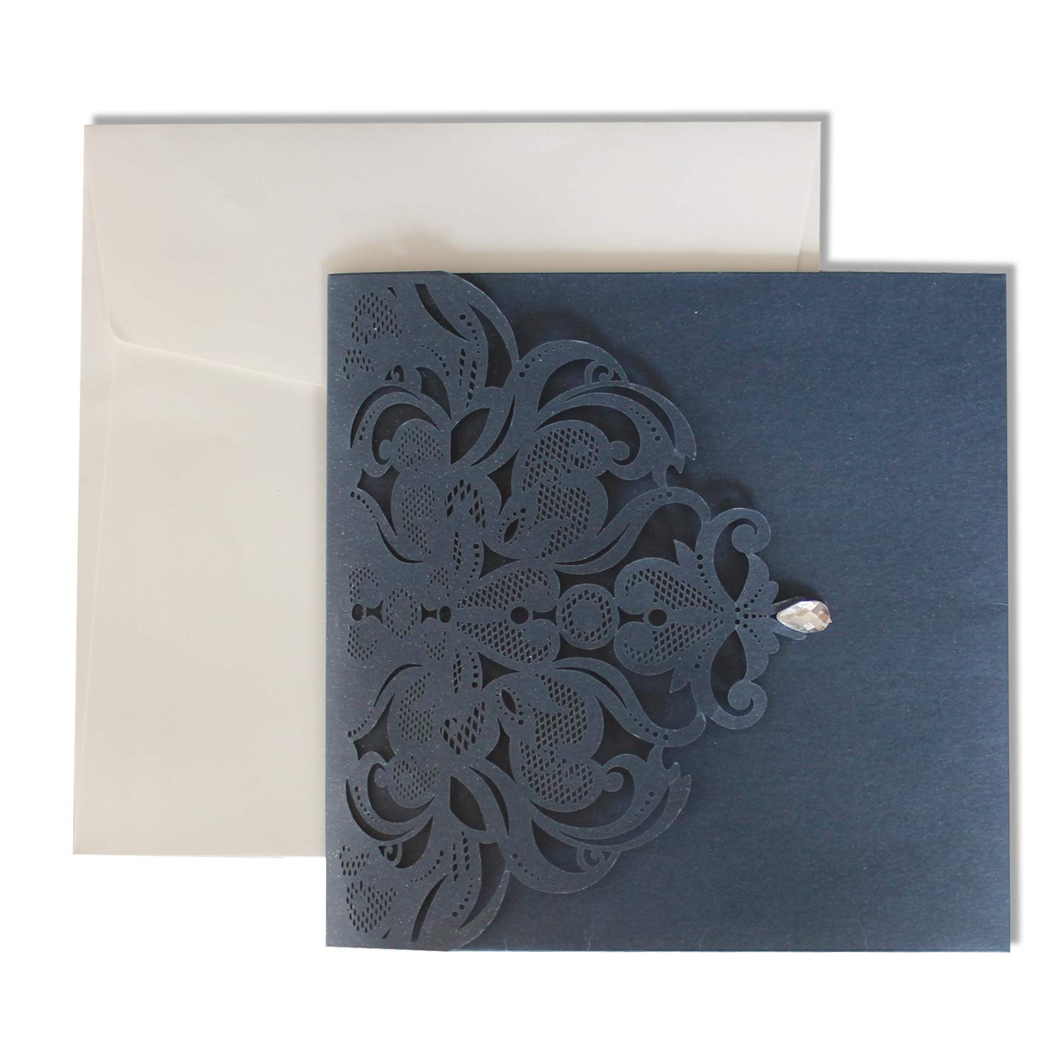 Elegant Navy Blue Wedding Invitations with RSVP Cards & Envelopes - Set of 50 for Formal Weddings, Bridal Showers & Anniversary Celebrations