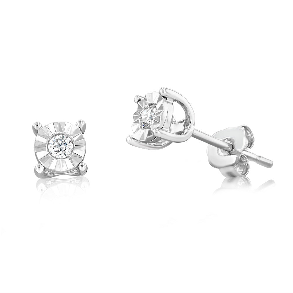 9ct White Gold 5-Point Diamond Stud Earrings for Women - Elegant Everyday Jewelry Gift for Her - Perfect for Weddings, Anniversaries & Special Occasions