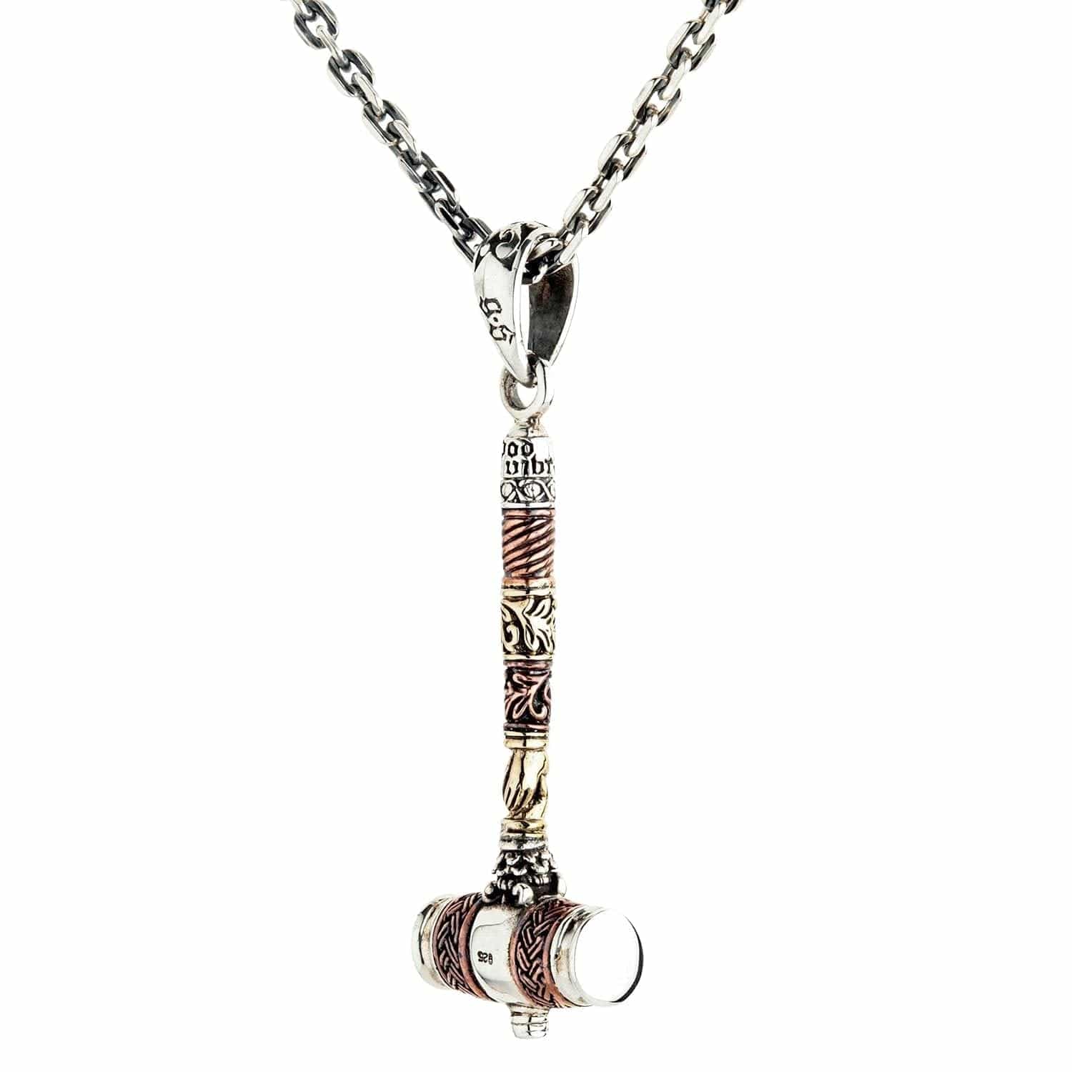 Viking Hammer Sterling Silver Gothic Pendant Necklace - Norse Mythology Jewelry for Men & Women - Perfect for Viking Lovers, Medieval Costume Accessories, and Everyday Wear