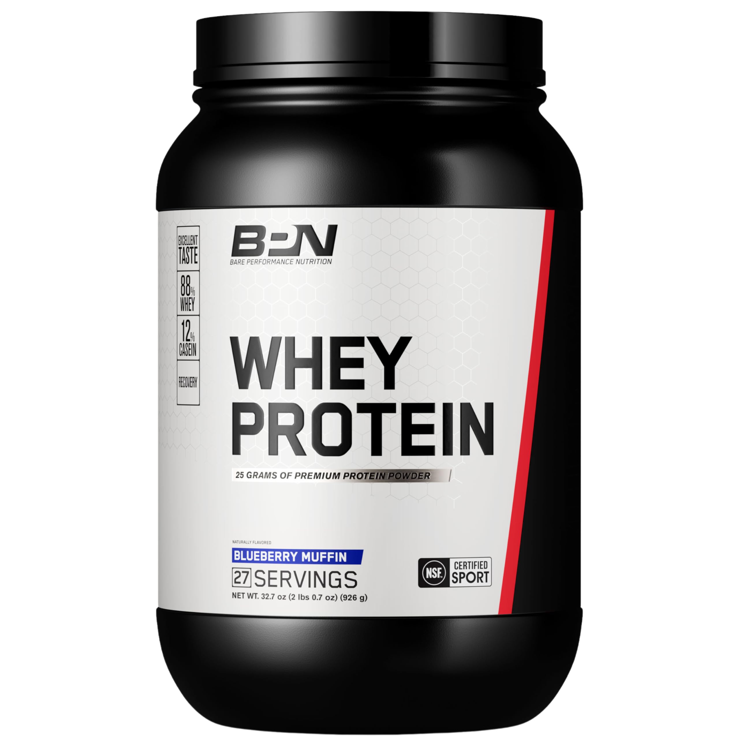 BPN Whey & Casein Protein Powder Blend - Blueberry Muffin Flavor, 25g Protein per Serving for Muscle Recovery, 27 Servings | Third Party Tested | Post-Workout & Breakfast Supplement for Athletes & Fitness Enthusiasts