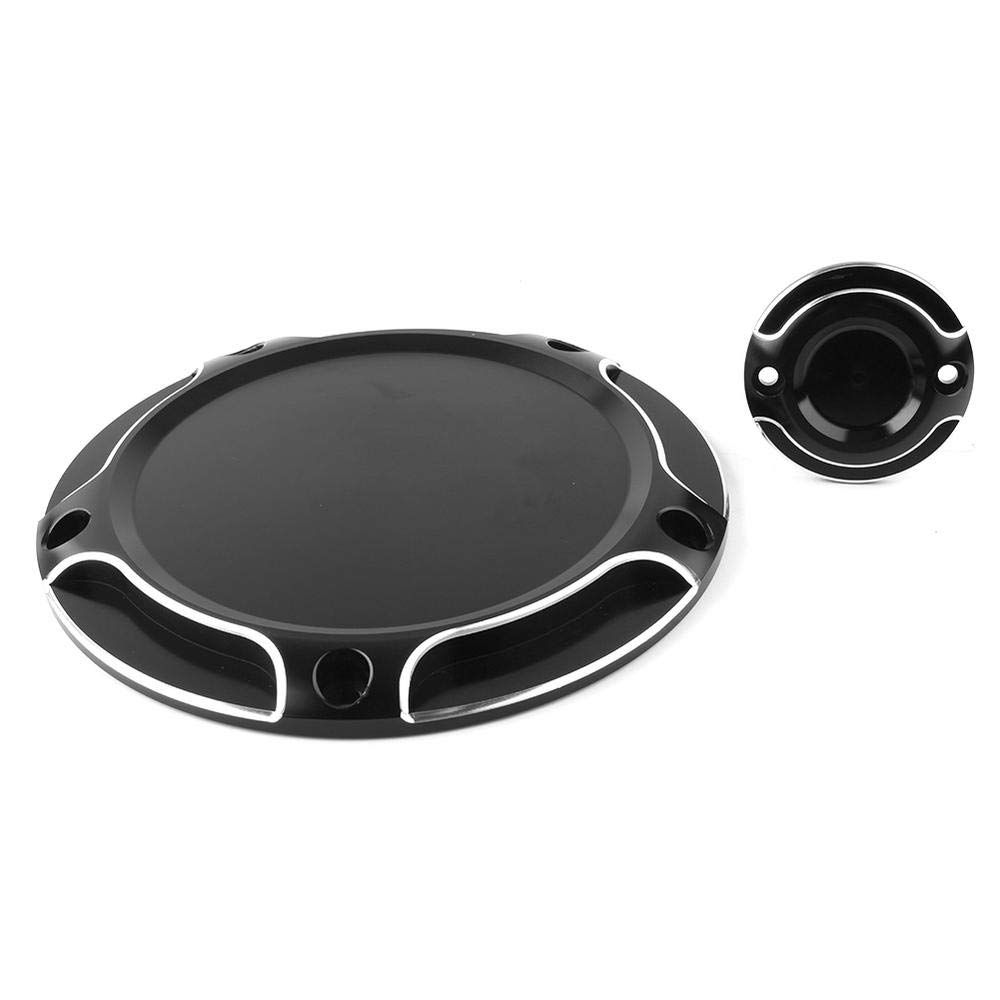 CNC Machined 5-Hole Finned Derby Cover for Harley Davidson Road King & Street Glide FLHX (2014-2018) - Black Motorcycle Timing Cover - Enhances Engine Cooling & Custom Styling for Cruiser Bikes
