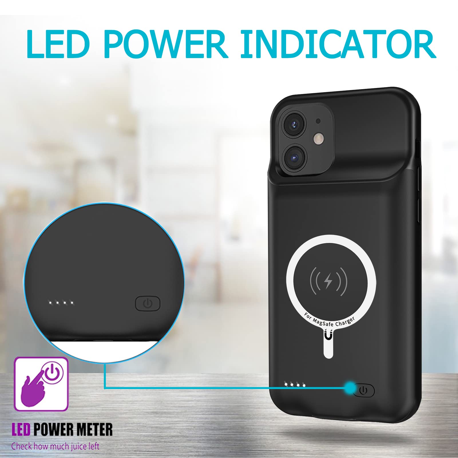 10000mAh Battery Case for iPhone 11 - High Capacity Rechargeable Protective Charging Cover | Wireless Charging & CarPlay Compatible | Portable Extended Battery Pack for Travel, Work & Outdoor Activities (Black, 6.1 inch)