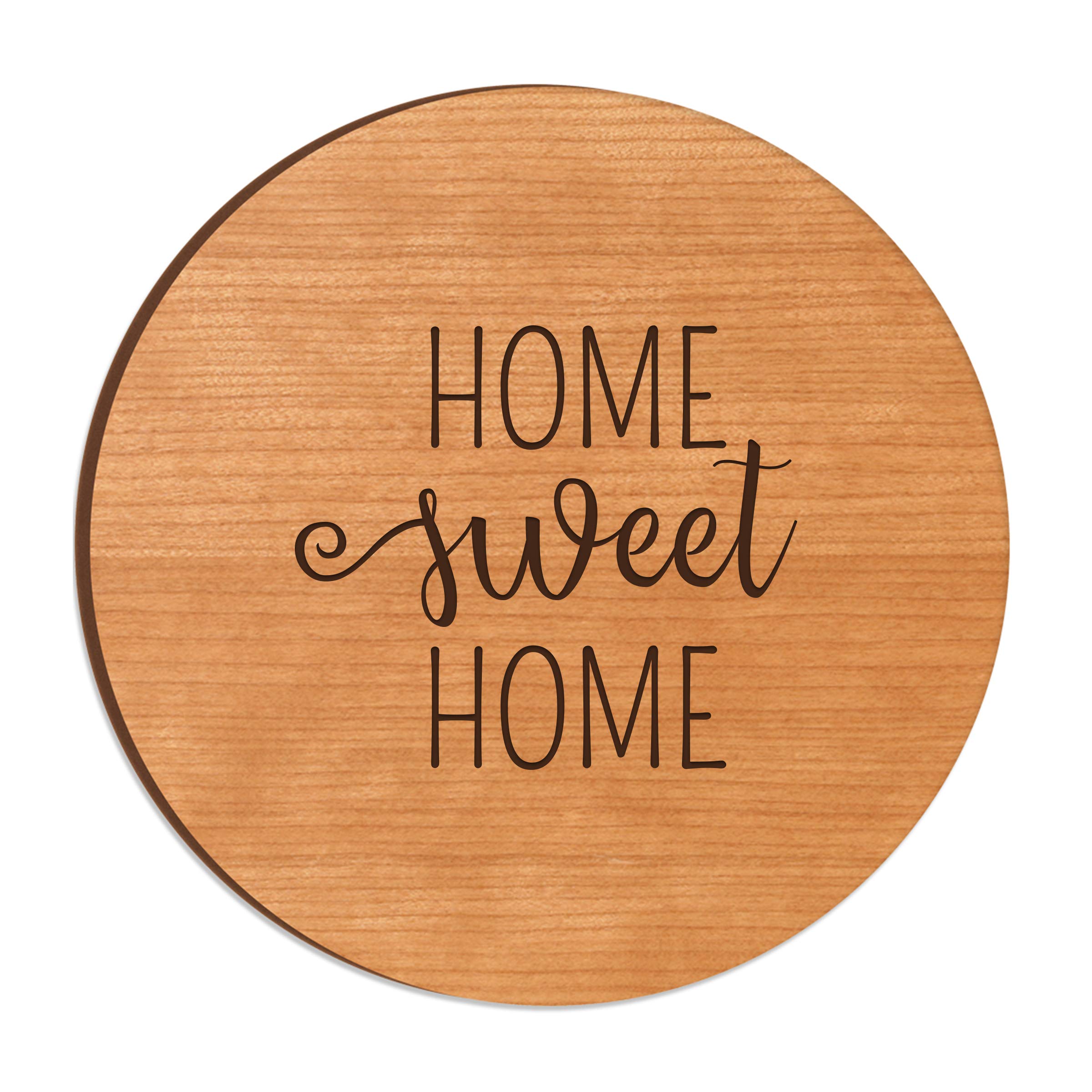 LifeSong Milestones 12 Inch Wooden Lazy Susan Turntable - Engraved Decorative Serving Tray for Dining Table, Kitchen & Home Decor | Perfect for Family Gatherings, Dinner Parties & Everyday Use (Home Sweet Home Design)