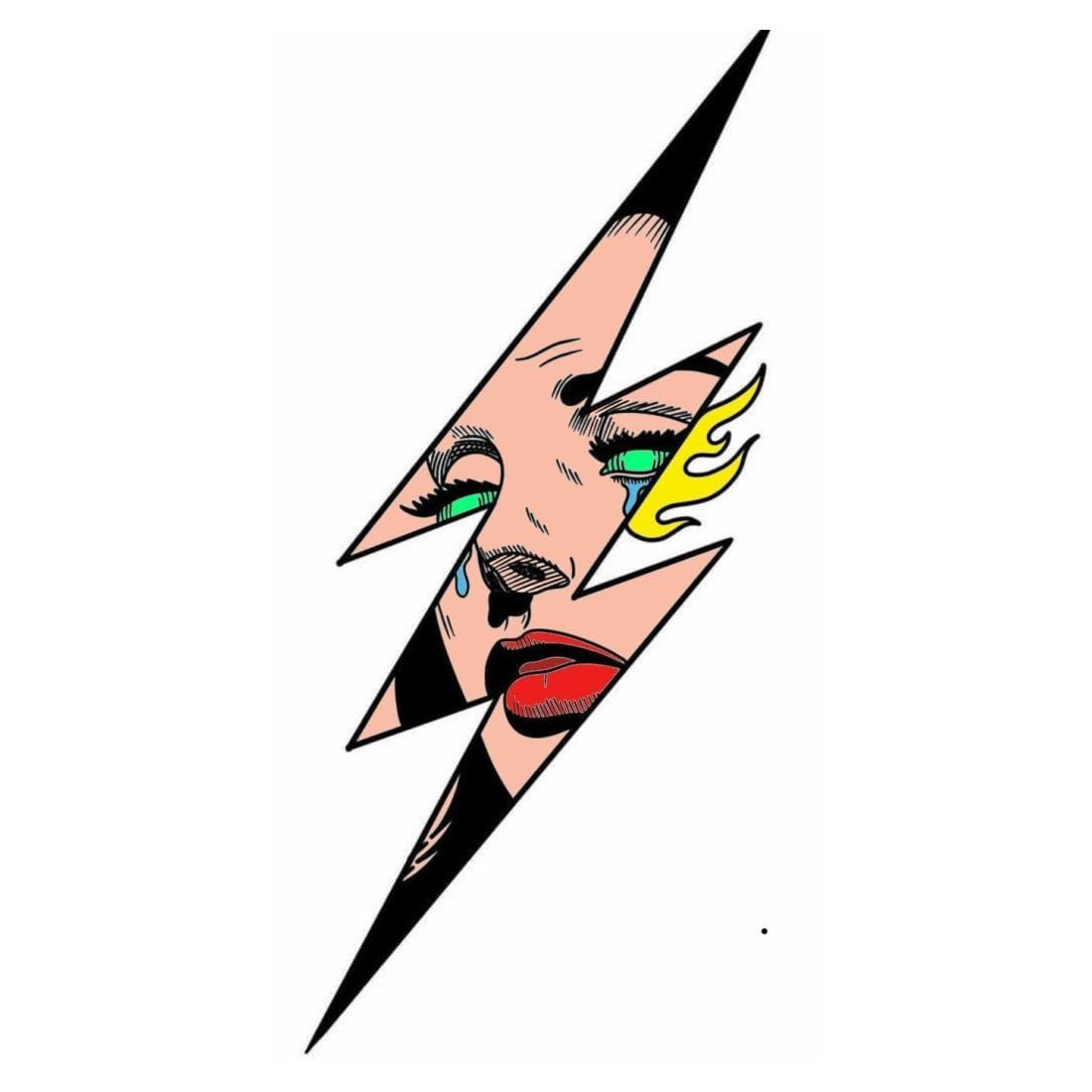 Temporary Tattoos for Women & Men - Waterproof Lightning Design Fake Body Art - Perfect for Parties, Festivals & Cosplay