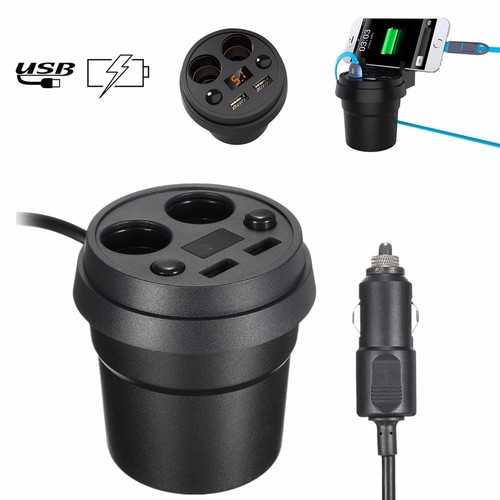 Dual USB Car Charger Adapter with LED Display - 2-Port Cigarette Lighter Splitter for Phone & Devices - Perfect for Road Trips & Family Travel