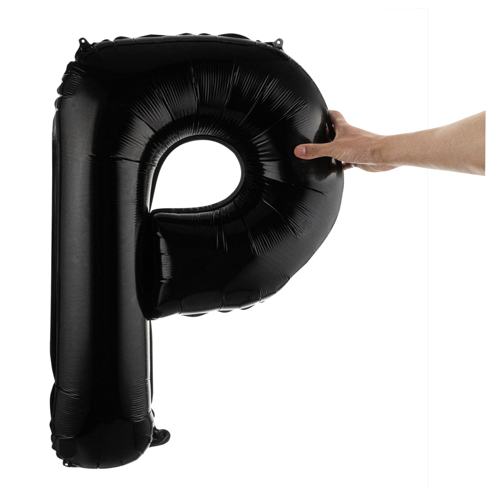 Balloonify Black Mylar Letter P Balloon - 40 Inch Large Foil Alphabet Balloon for Birthday Parties, Baby Showers & Graduation Decorations - 1 Count Box