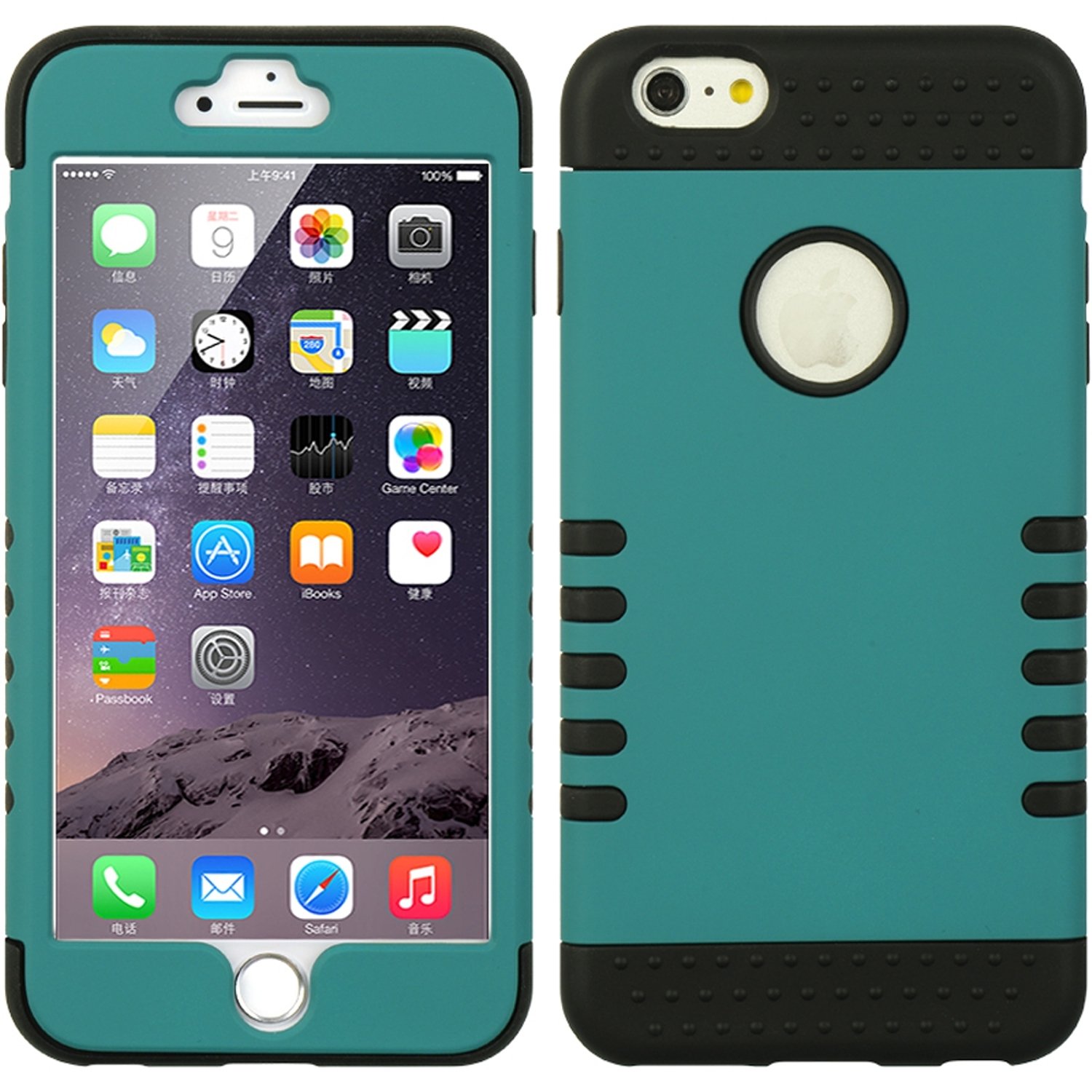 Apple iPhone 6 Plus Hybrid Case - 3-Piece Protective Cover with Dark Green/Black Skin - Shockproof & Slim Design - Retail Packaging - Perfect for Daily Use, Travel & Outdoor Activities