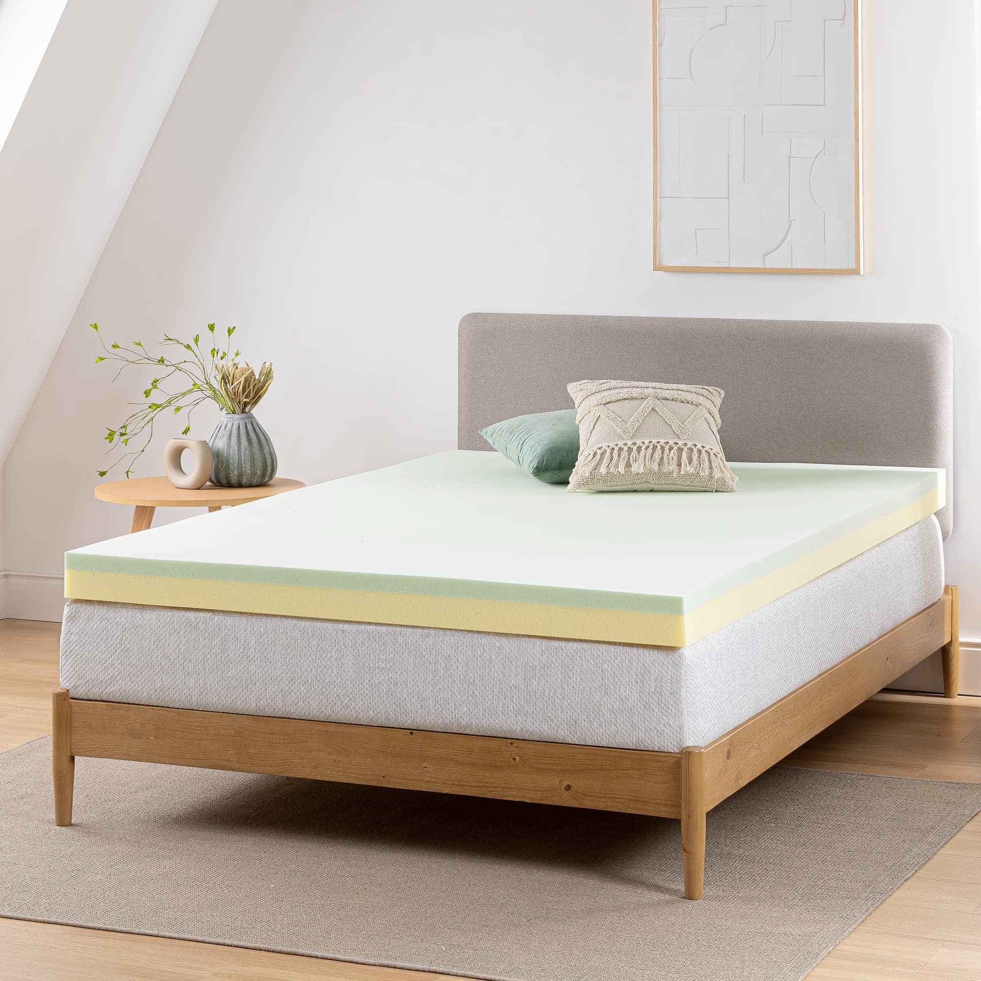 ZINUS 4 Inch Green Tea Memory Foam Mattress Topper - Twin Size, Pressure Relieving, CertiPUR-US Certified for Back Pain Relief & Better Sleep - Perfect for Guest Beds, Dorm Rooms & Home Comfort