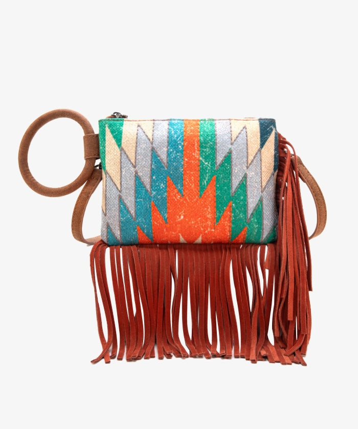 Montana West Southwestern Fringe Crossbody Bag for Women - Stylish Leather Purse with Tribal Pattern - Perfect for Casual Outings, Music Festivals & Western Fashion