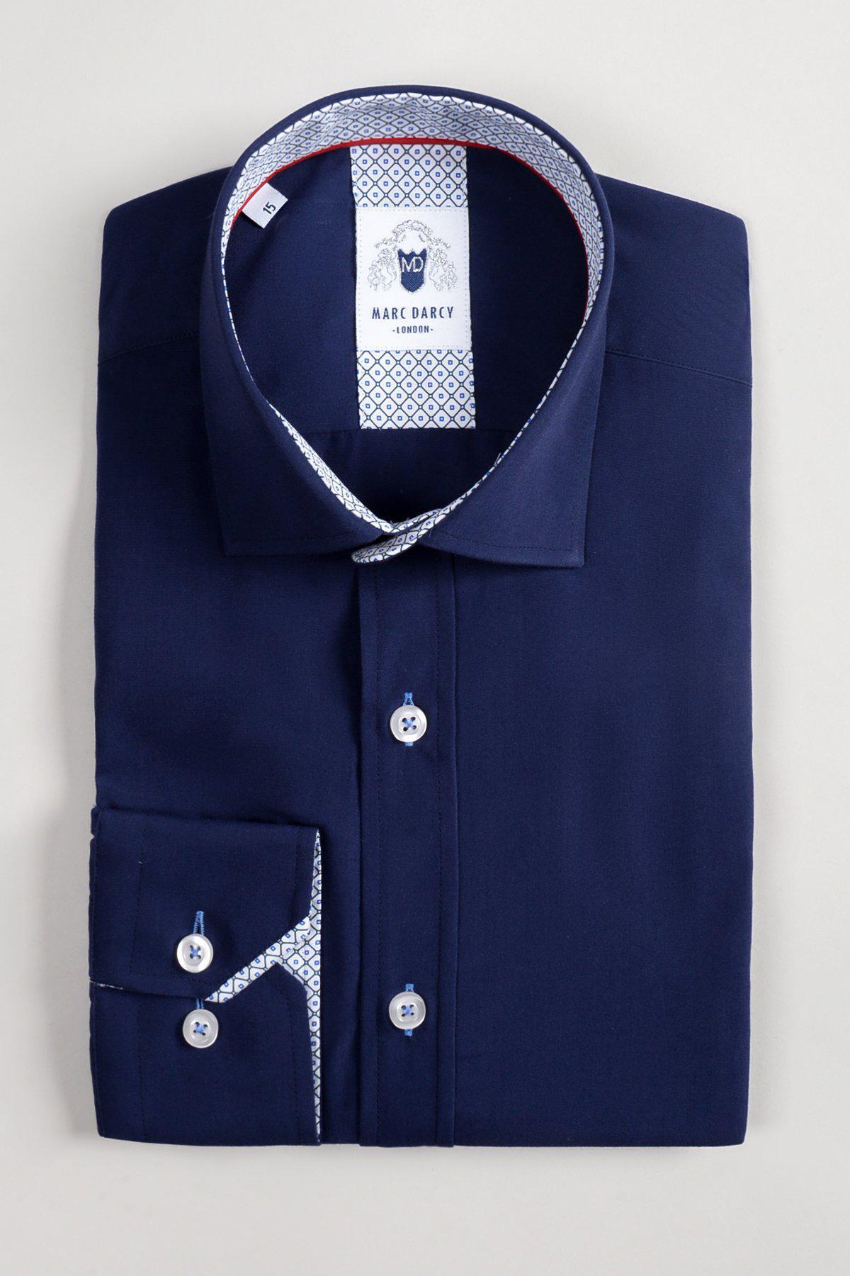 SERGIO Navy Blue Long Sleeve Dress Shirt for Men - Business Casual & Office Wear - Perfect for Work, Meetings, and Formal Events