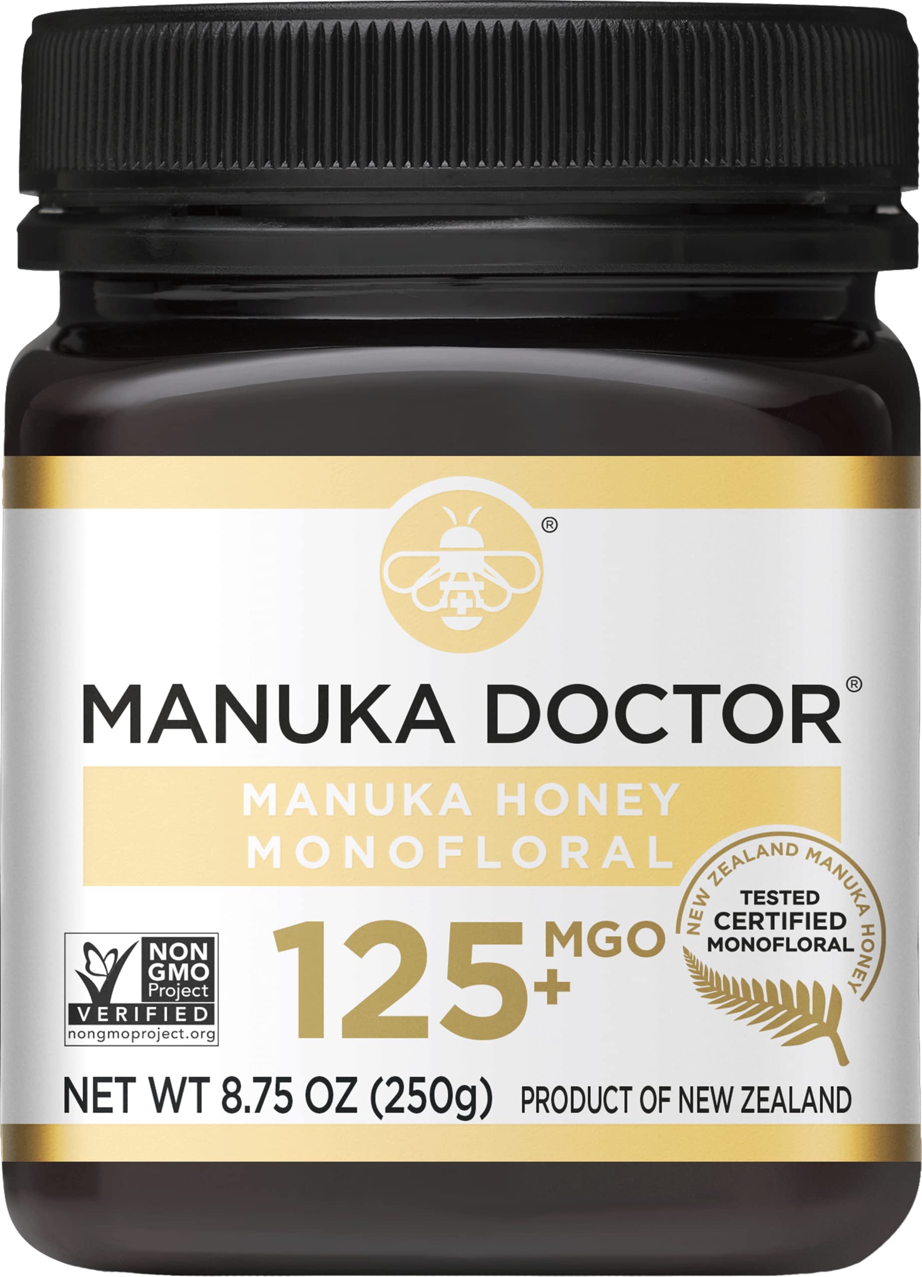 Manuka Doctor MGO 125+ Honey - Pure NZ Raw Monofloral for Immunity & Wellness