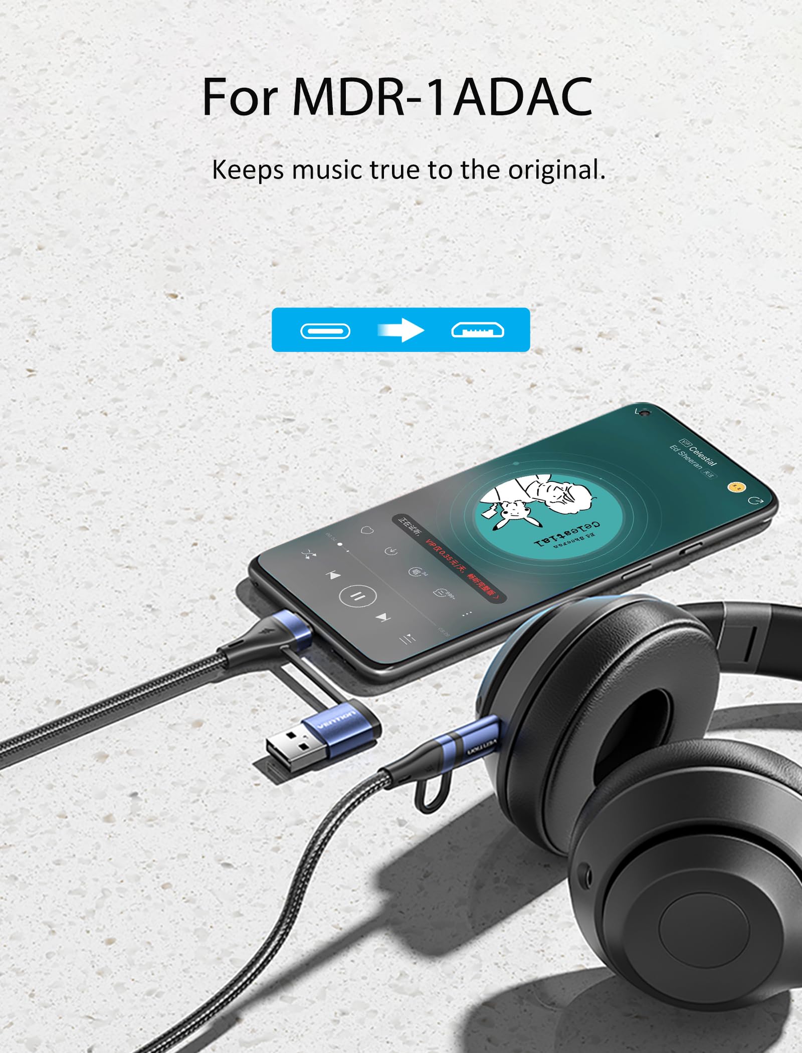 VENTION 3FT USB C to USB A Fast Charging Cable - 100W PD Compatible with Kindle, Android Phones, Tablets & More | Perfect for Home, Office & Travel Charging