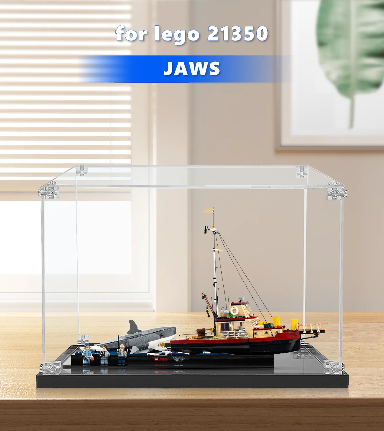 Official LEGO Ideas Jaws 21350 Display Case - Protective Showcase for Shark Attack Model - Perfect for Home Decoration & LEGO Collector's Display