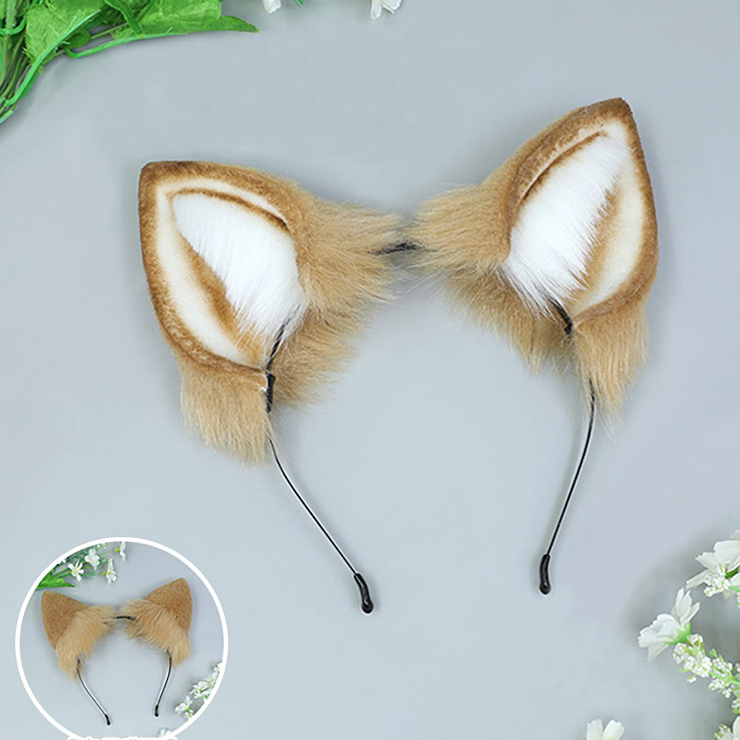 Faylay Women's Furry Dog Ear Headband - Cute Animal Ear Hair Accessories for Cosplay, Halloween, and Daily Fashion