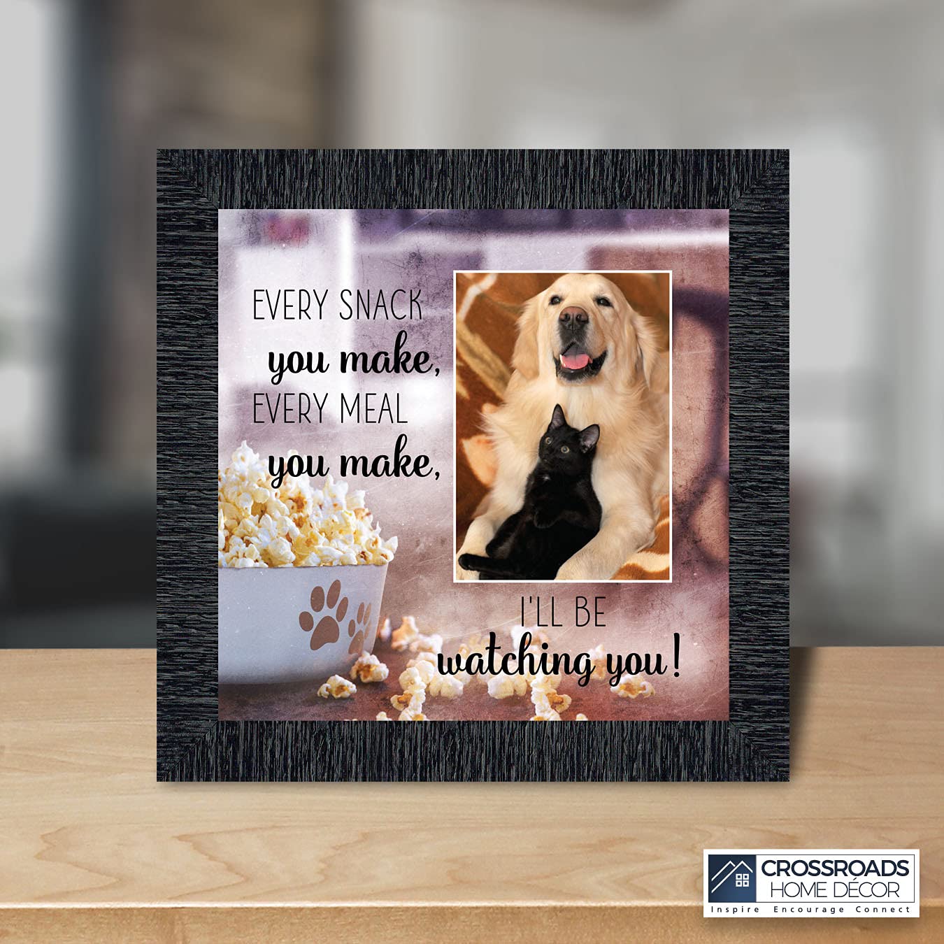 Crossroads Home Décor Dog and Snacks Picture Frame - Paw Print Wall Art for Pet Lovers | Perfect for Living Room, Bedroom, or Dog-Themed Nursery Decor