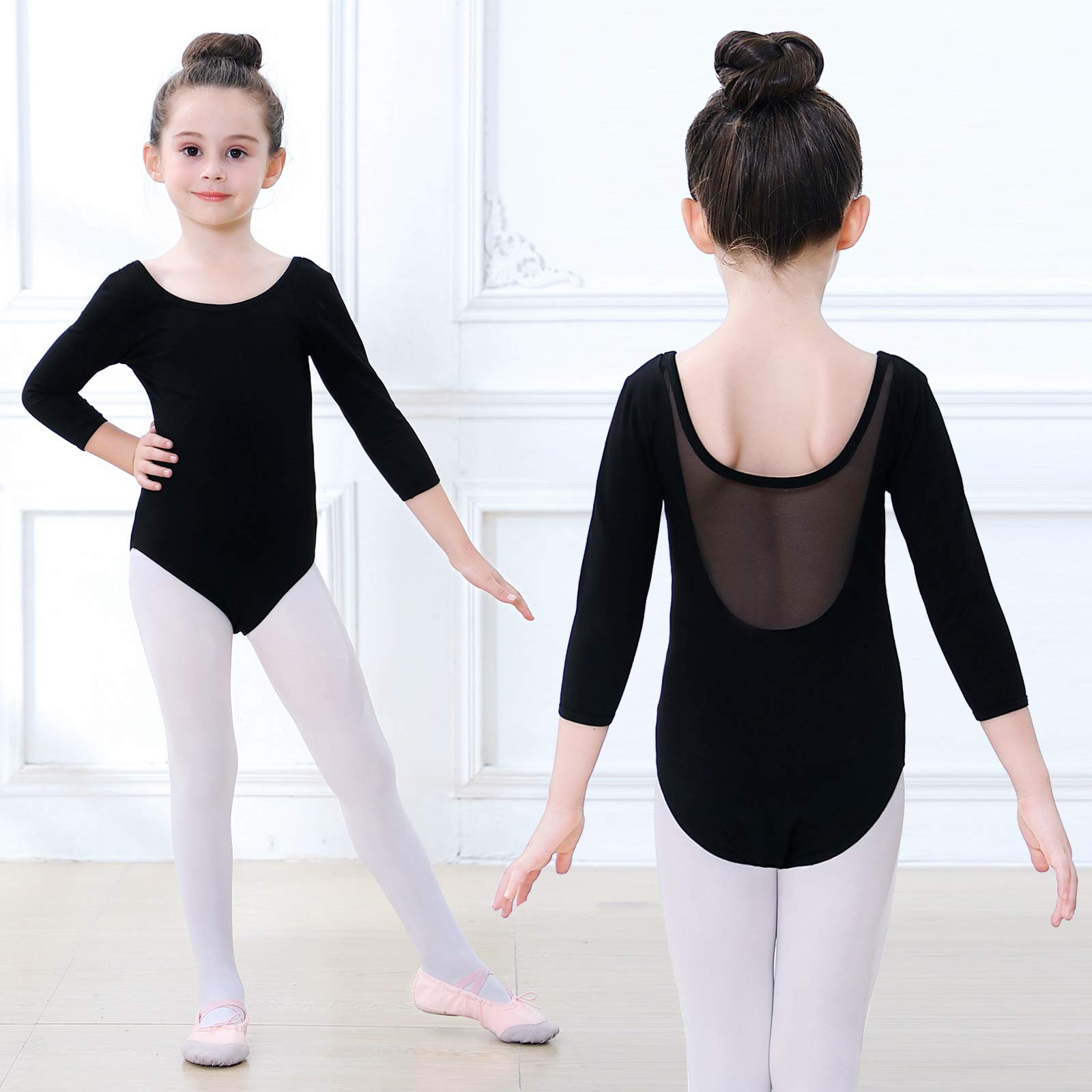 Soudittur Girls Long Sleeve Ballet Leotard - Toddler Dance Bodysuit for Ballet, Gymnastics & Performance (Ages 2-5)