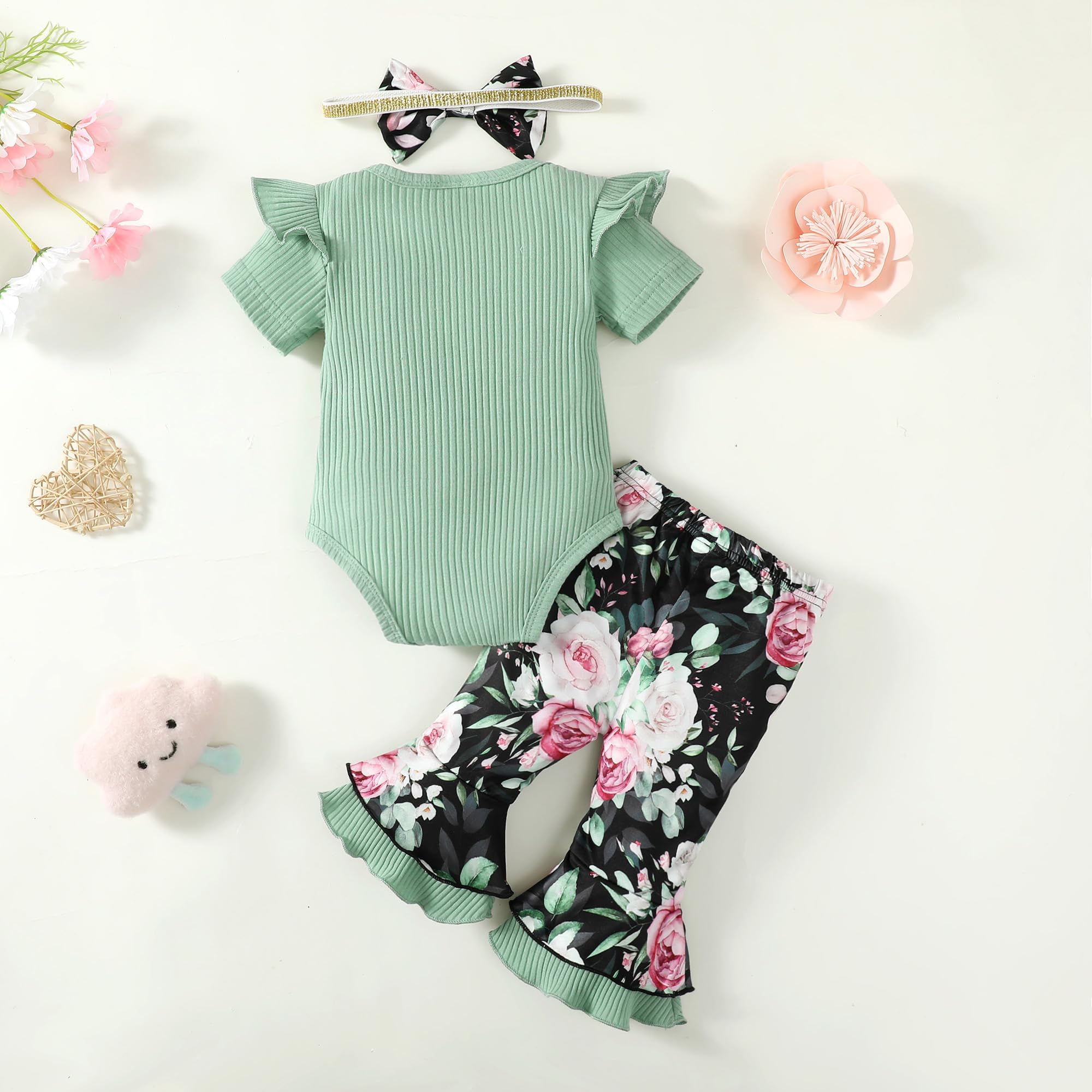 Adorable Infant Baby Girl Clothes Set - Soft Long Sleeve Romper & Pants Outfit for Newborns | Cozy Fall & Winter Baby Girl Fashion | Perfect for Family Photos, Holiday Outings & Nursery Wear
