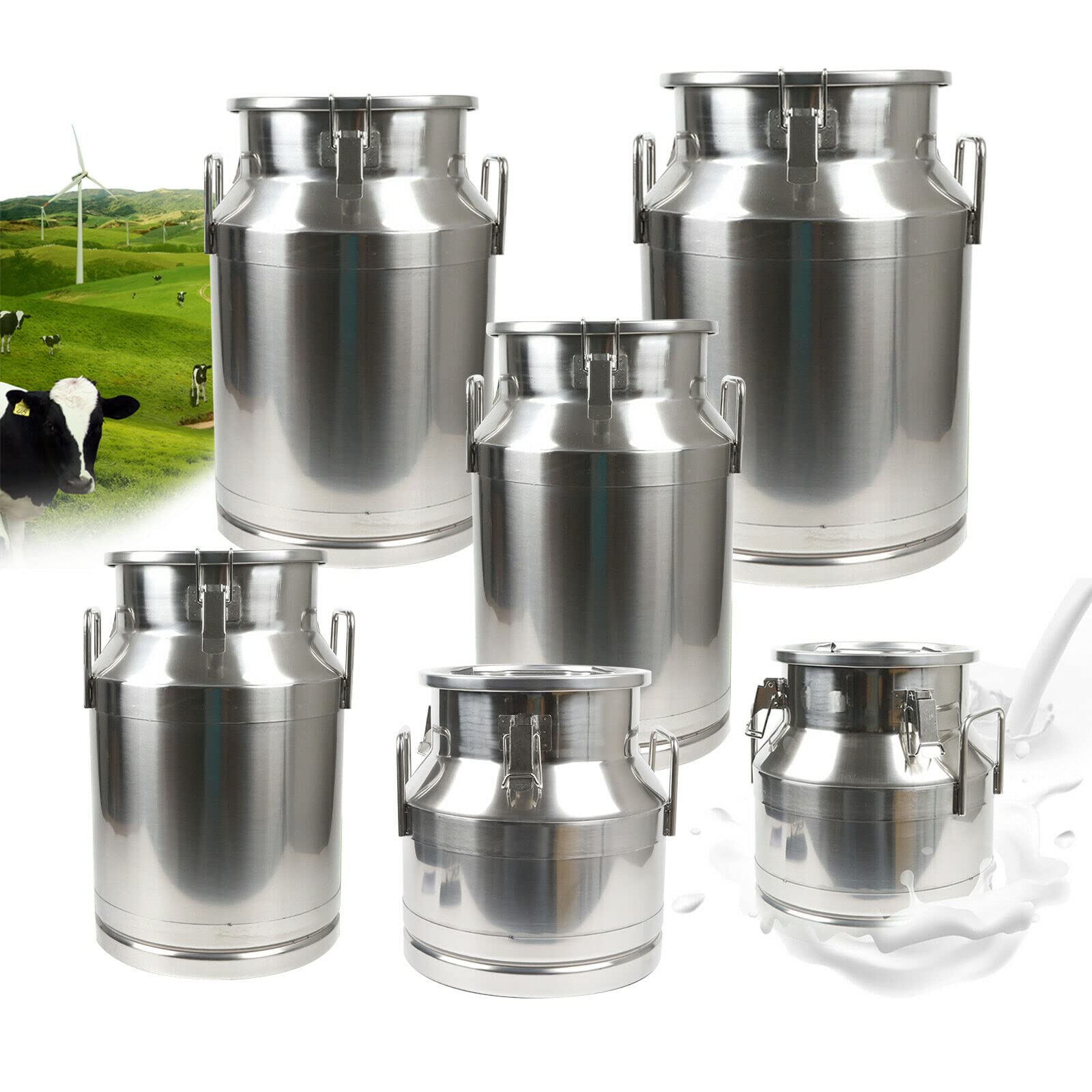 304 Stainless Steel 50L/13.2 Gallon Milk Can with Sealed Lid & Spigot - Food Grade Brewing Bucket for Beer, Wine, Dairy Storage - Perfect for Home Brewing, Farm Milk Collection & Commercial Food Processing (Silver)