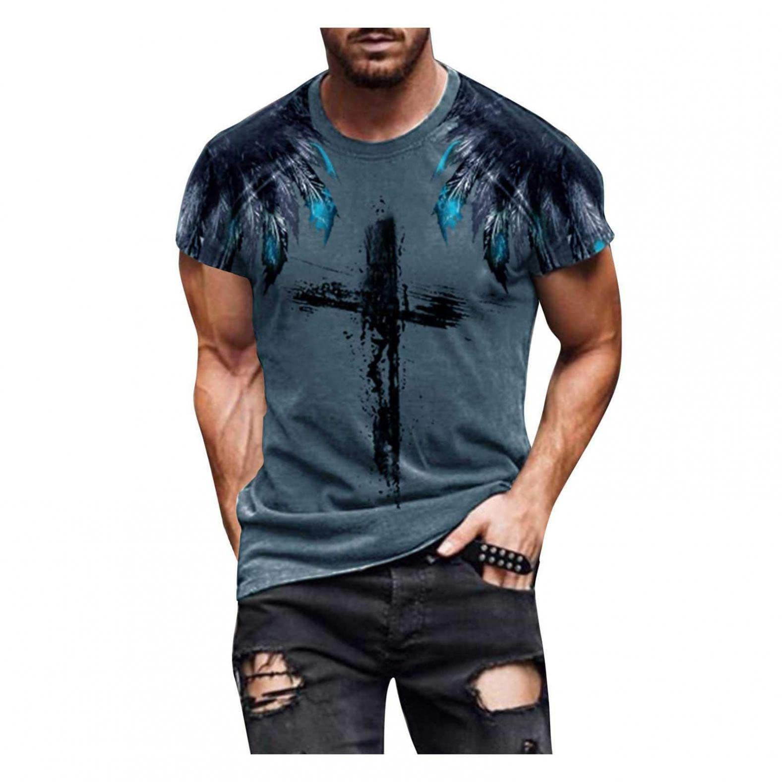 Men's Funny Abstract Graphic Print T-Shirt - Casual Short Sleeve Summer Tee for Everyday Wear | Perfect for Beach, Parties & Street Style