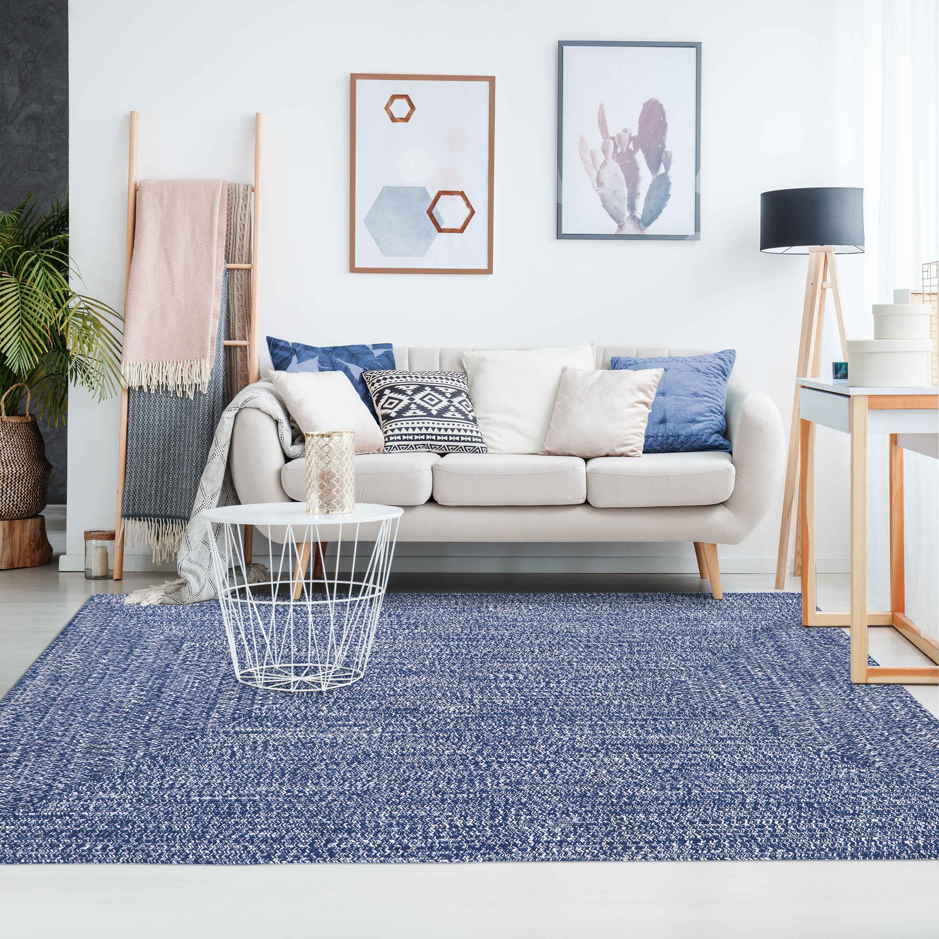 Two-Toned Braided Bohemian Area Rug - Indoor/Outdoor Use for Living Room, Patio & Bedroom Decor