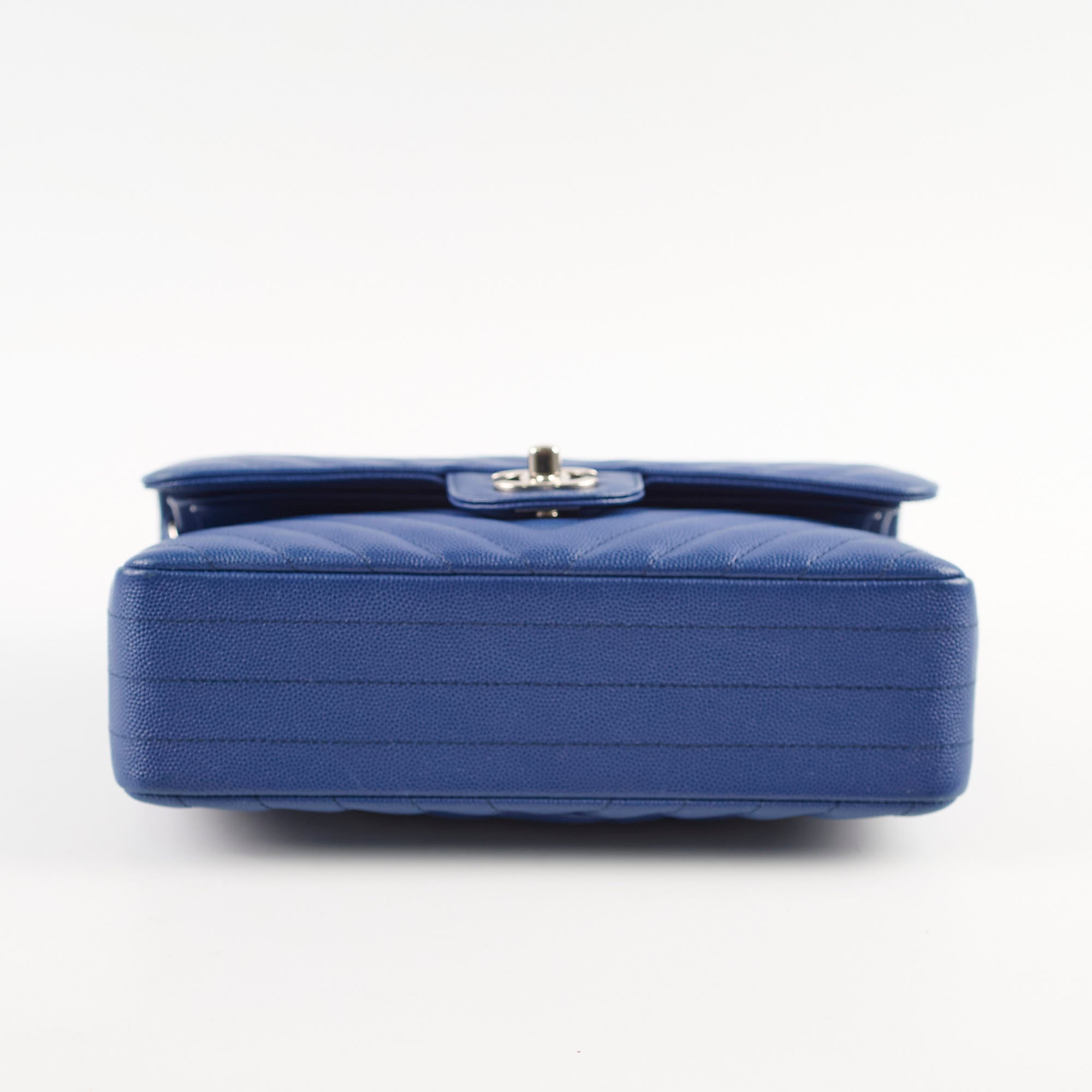 Chanel Caviar Leather Chevron Small Classic Flap Bag Blue 25cm - Luxury Designer Handbag for Women, Perfect for Evening Events & Special Occasions