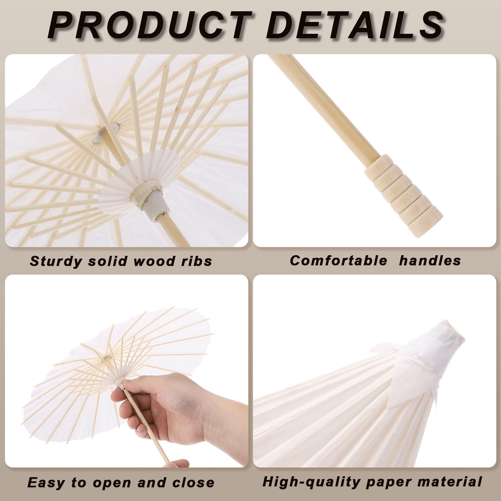 Meccanity 2-Pack 12-inch Pink Paper Umbrellas - Handmade Oil-Paper Parasols for DIY Painting, Photography Props, Wedding & Party Decorations - Perfect for Tropical-Themed Events, Baby Showers, and Garden Parties