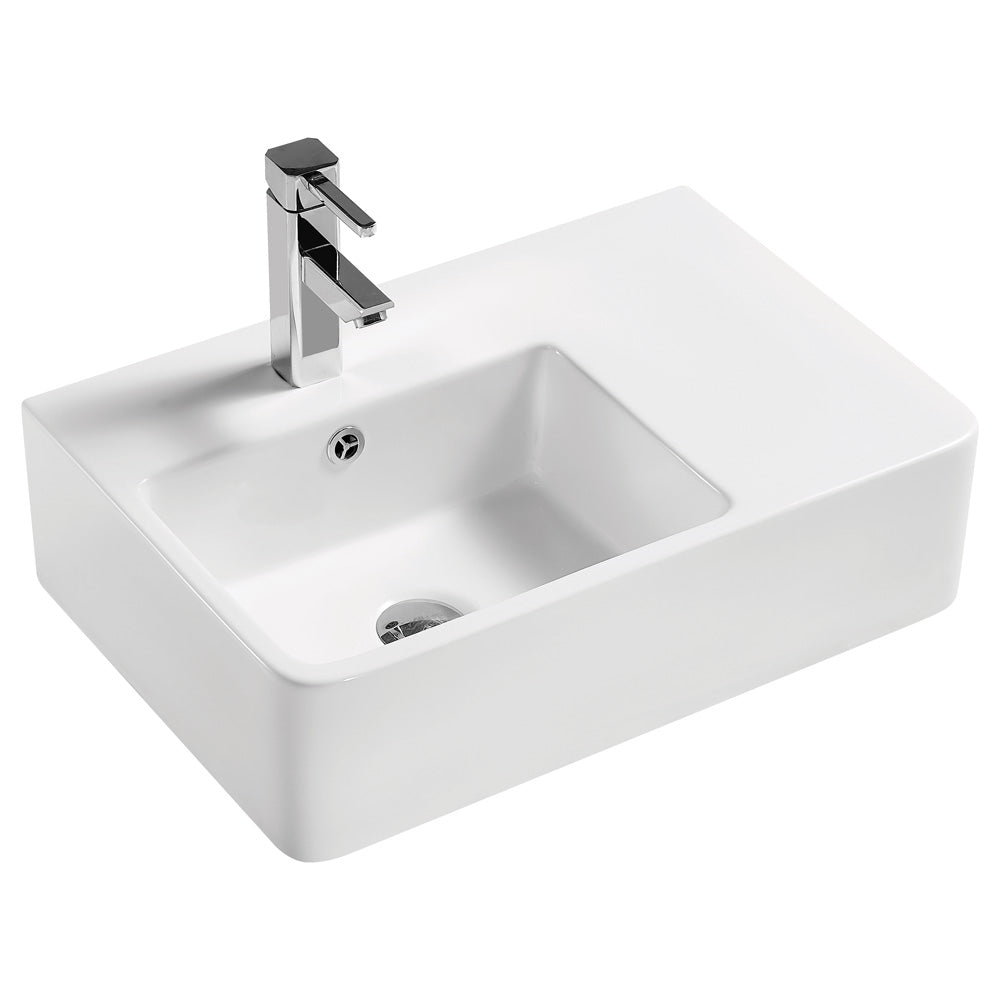 Fienza RB2275L Delta Care Gloss White Wall-Mounted Left Bowl Bathroom Sink - Perfect for Modern Bathrooms, Powder Rooms & Small Space Solutions