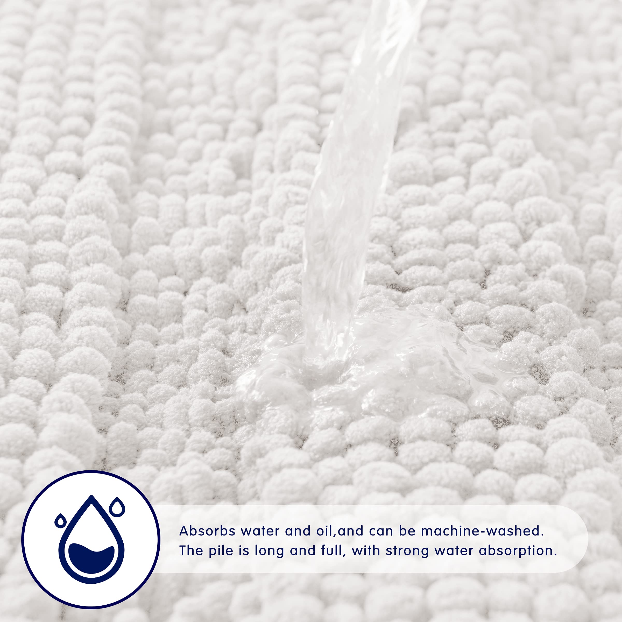 Subrtex Soft Striped Plush Bathroom Rug - Super Absorbent Quick Drying Machine Washable Bath Mat (18