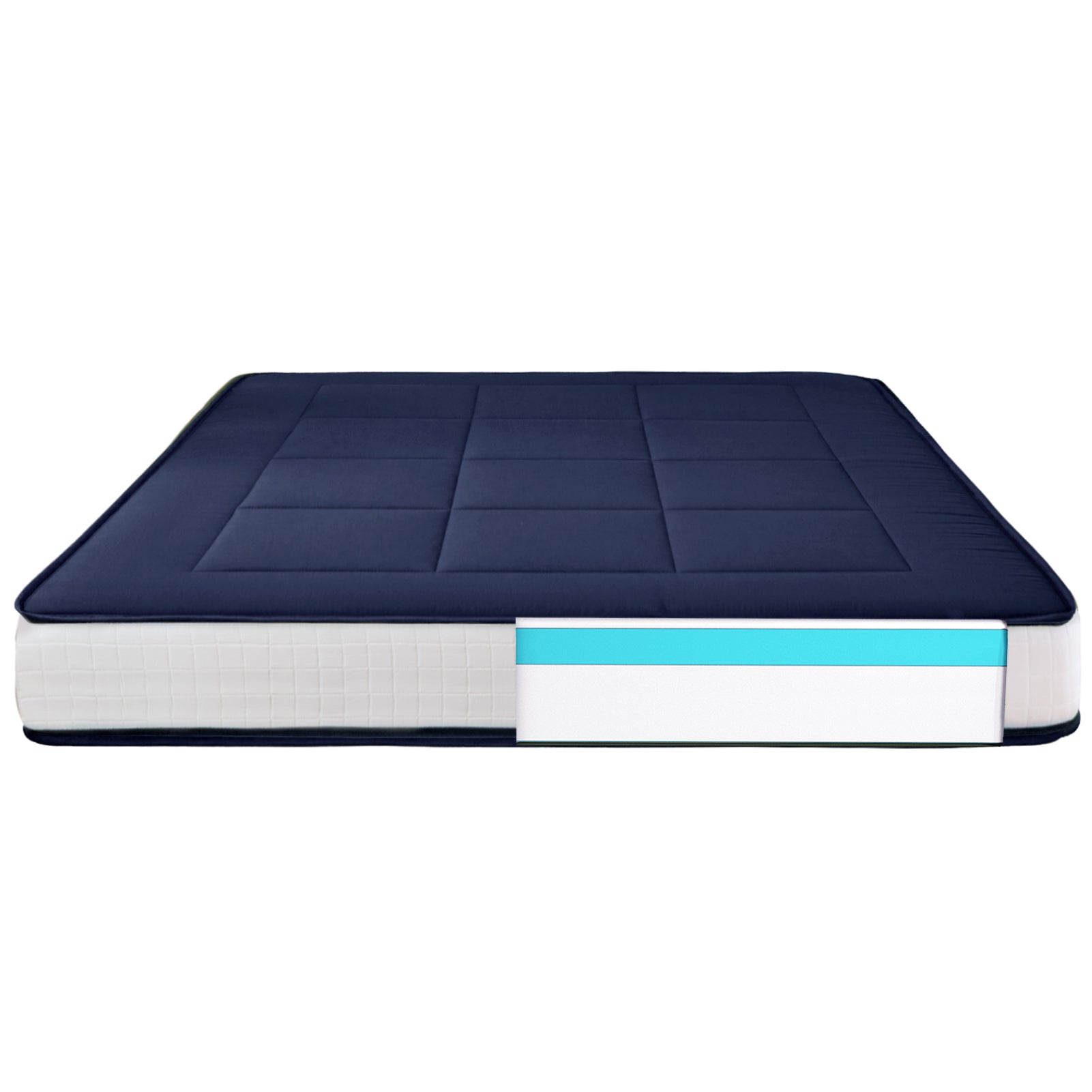 MAXYOYO Japanese Floor Futon Mattress - Thick Padded & Portable Navy Blue Floor Bed for Guest Room, Dorm, Camping & Travel