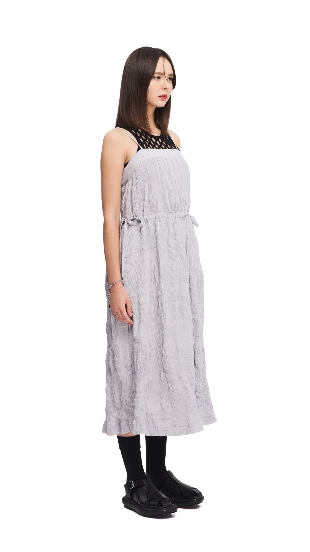 Elegant Crinkle Pleat Dress for Women - Flowy Summer Midi Dress with Ruffles | Perfect for Beach Vacations, Date Nights & Casual Outings