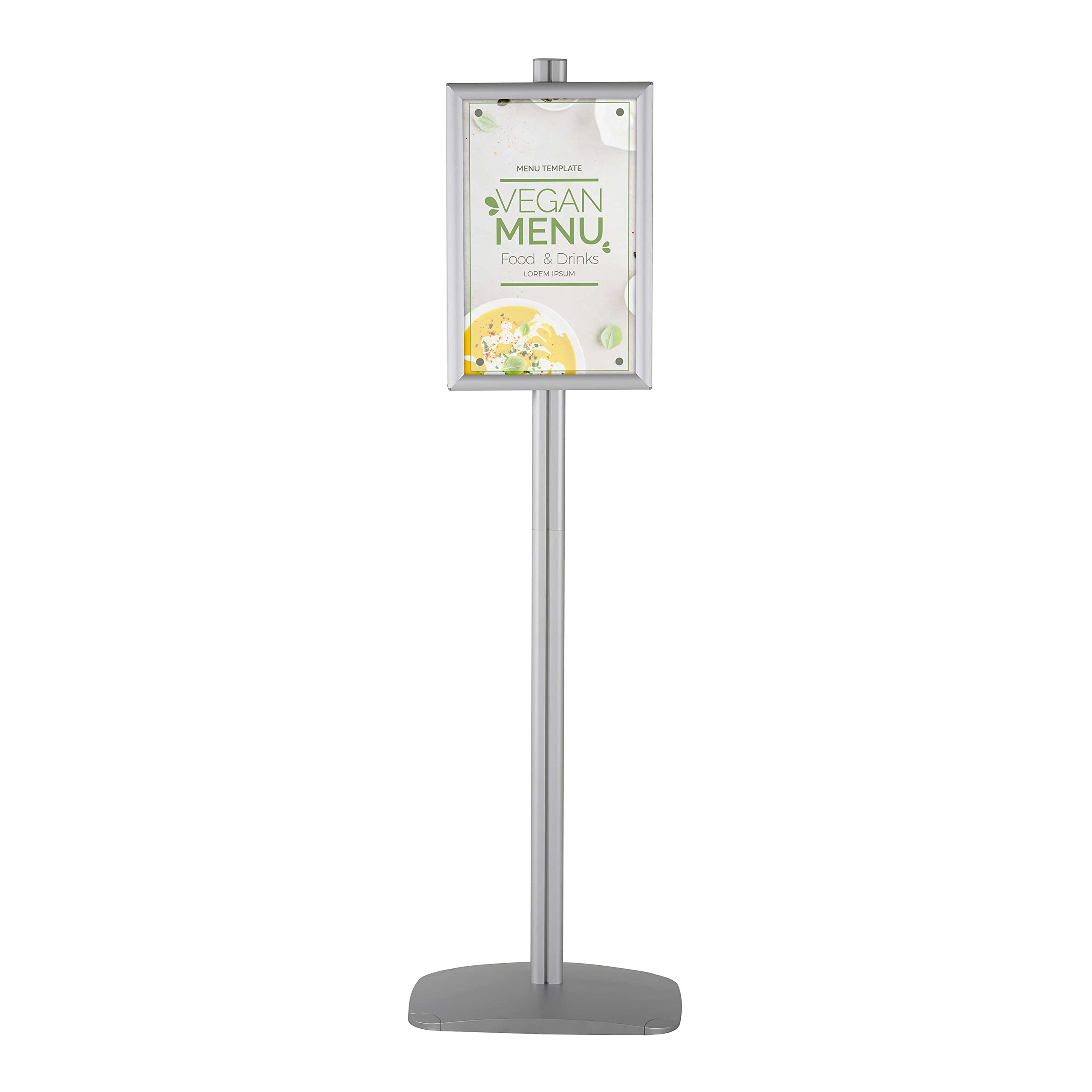 Double-Sided Aluminum Display Stand - 2x(11x17) Inch Silver Snap Frame for Brochures, Documents & Signs | Front Loading Portrait/Landscape | Ideal for Retail, Trade Shows & Office Use