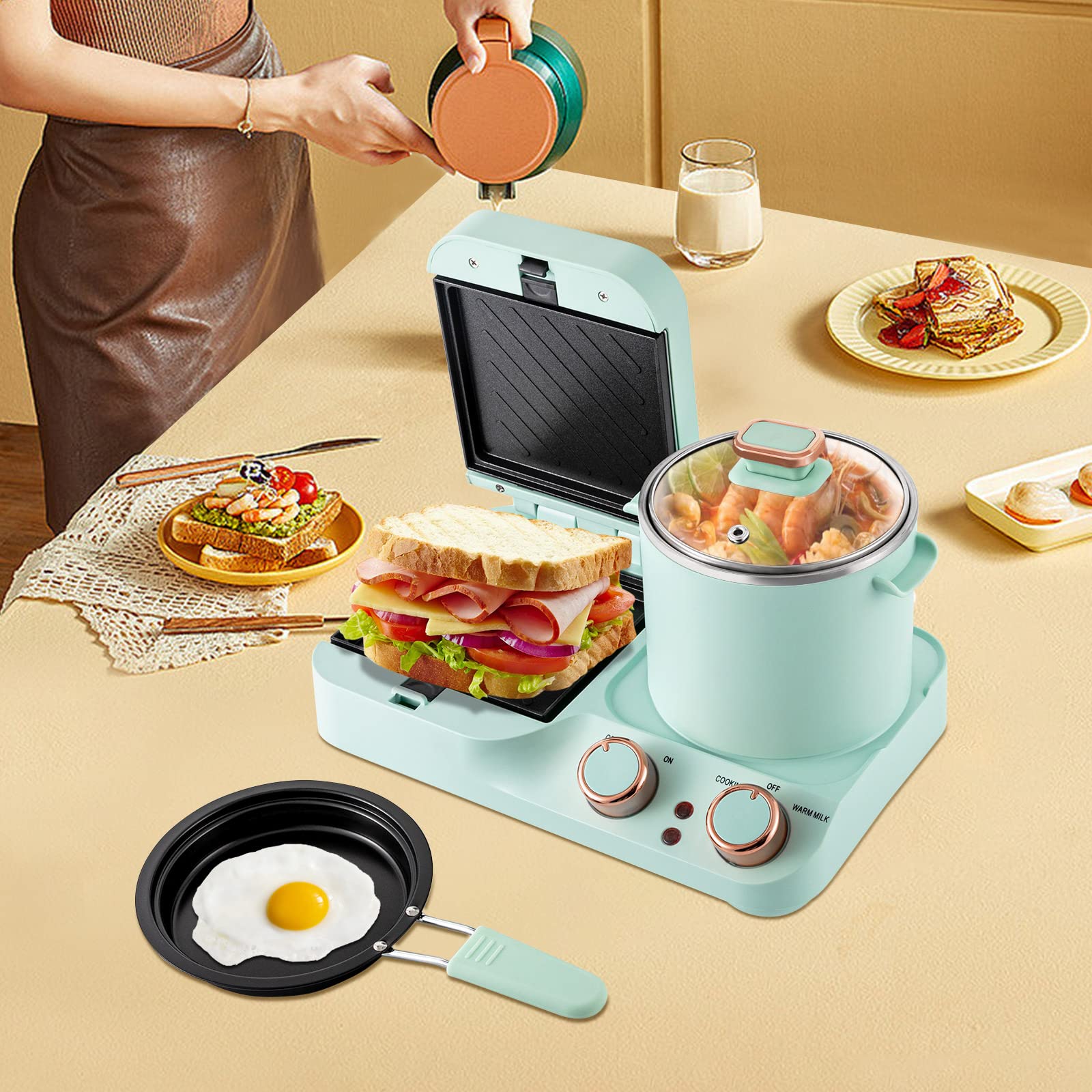 Non-Stick Electric Mini Toaster - 2 Slice Breakfast Sandwich Maker for Quick & Easy Meals - Perfect for Home, Office, Dorm & RV Use