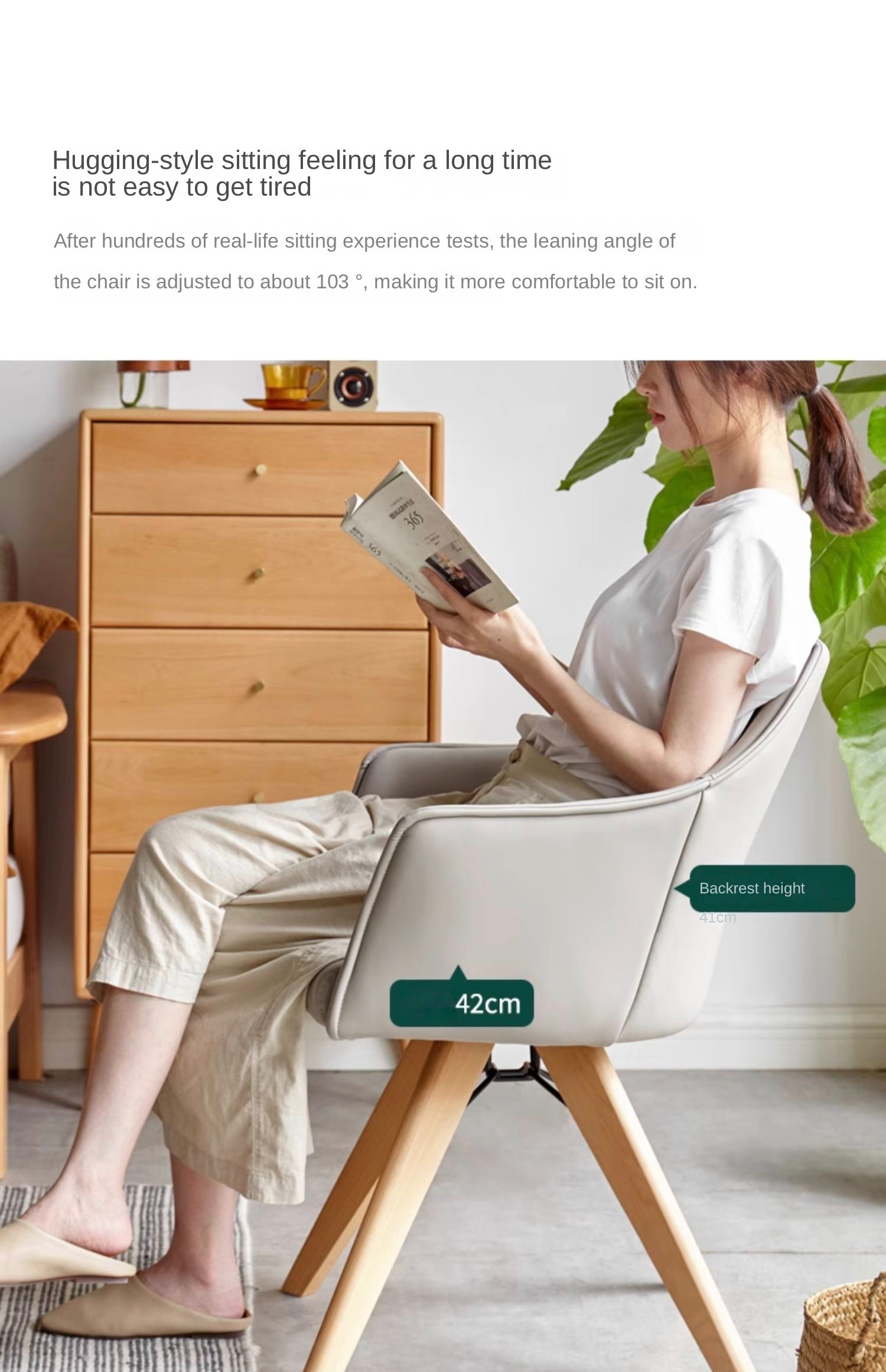 360° Swivel Beech Solid Wood Soft Chair - Ergonomic Comfort for Living Room, Office & Study