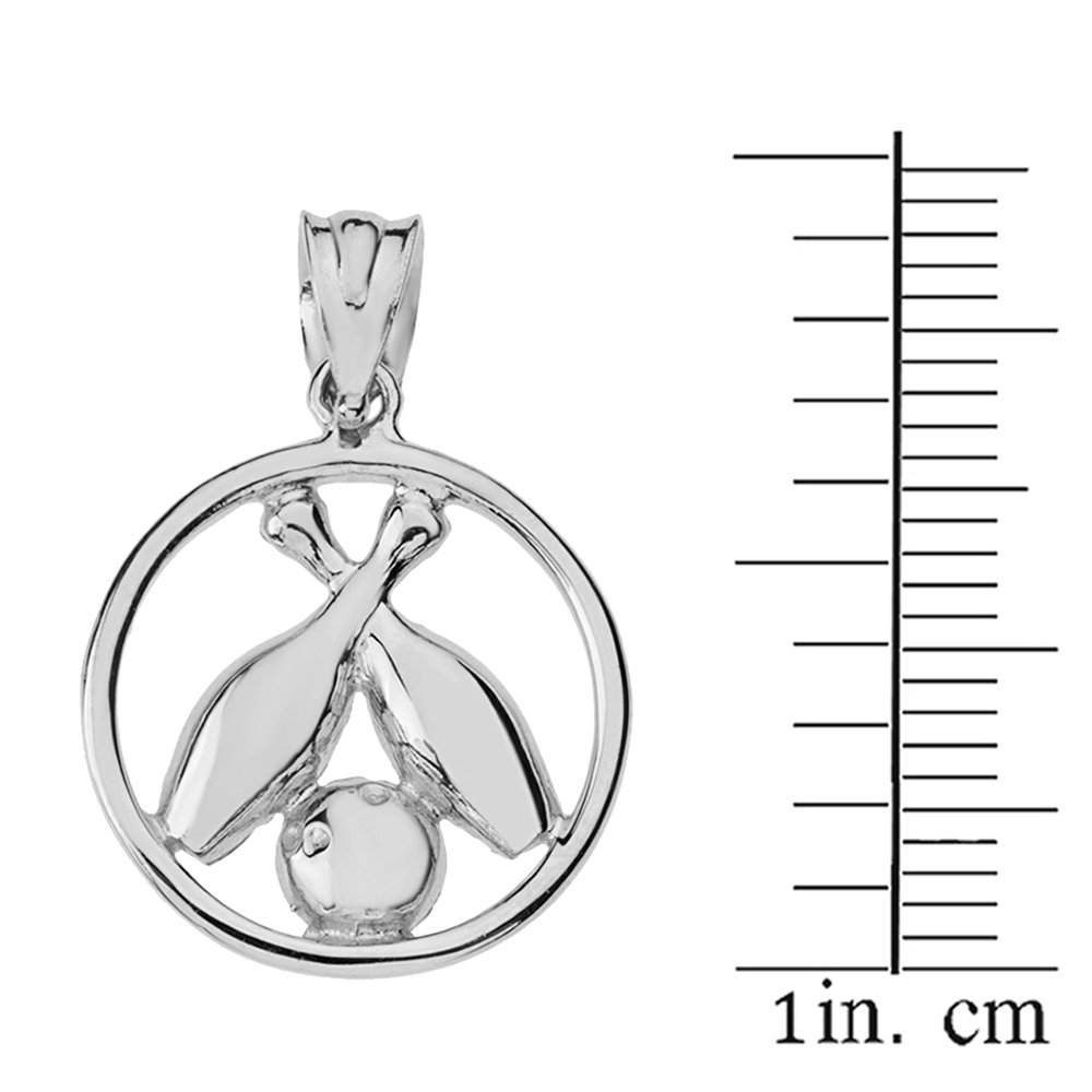 Polished Bowling Ball & Two Pins Round Pendant Charm - Sports Jewelry for Bowlers & Athletes - Perfect for Bowling Leagues, Gifts & Sports Enthusiasts