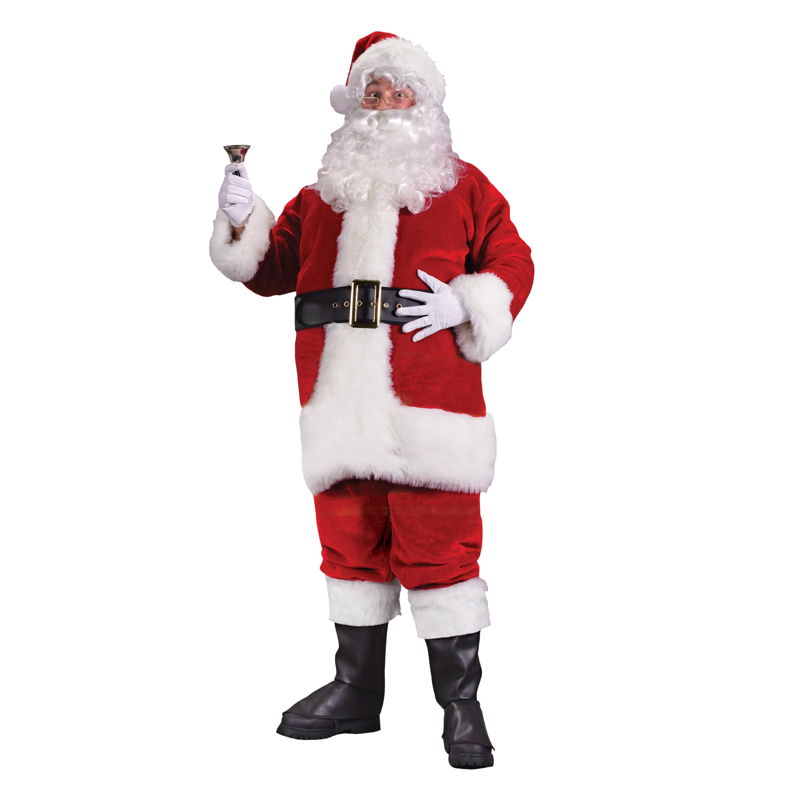 Fun World Costumes Men's Adult Regency Plush Crimson Santa Suit - Perfect for Christmas Parties, Holiday Events & Festive Family Photos