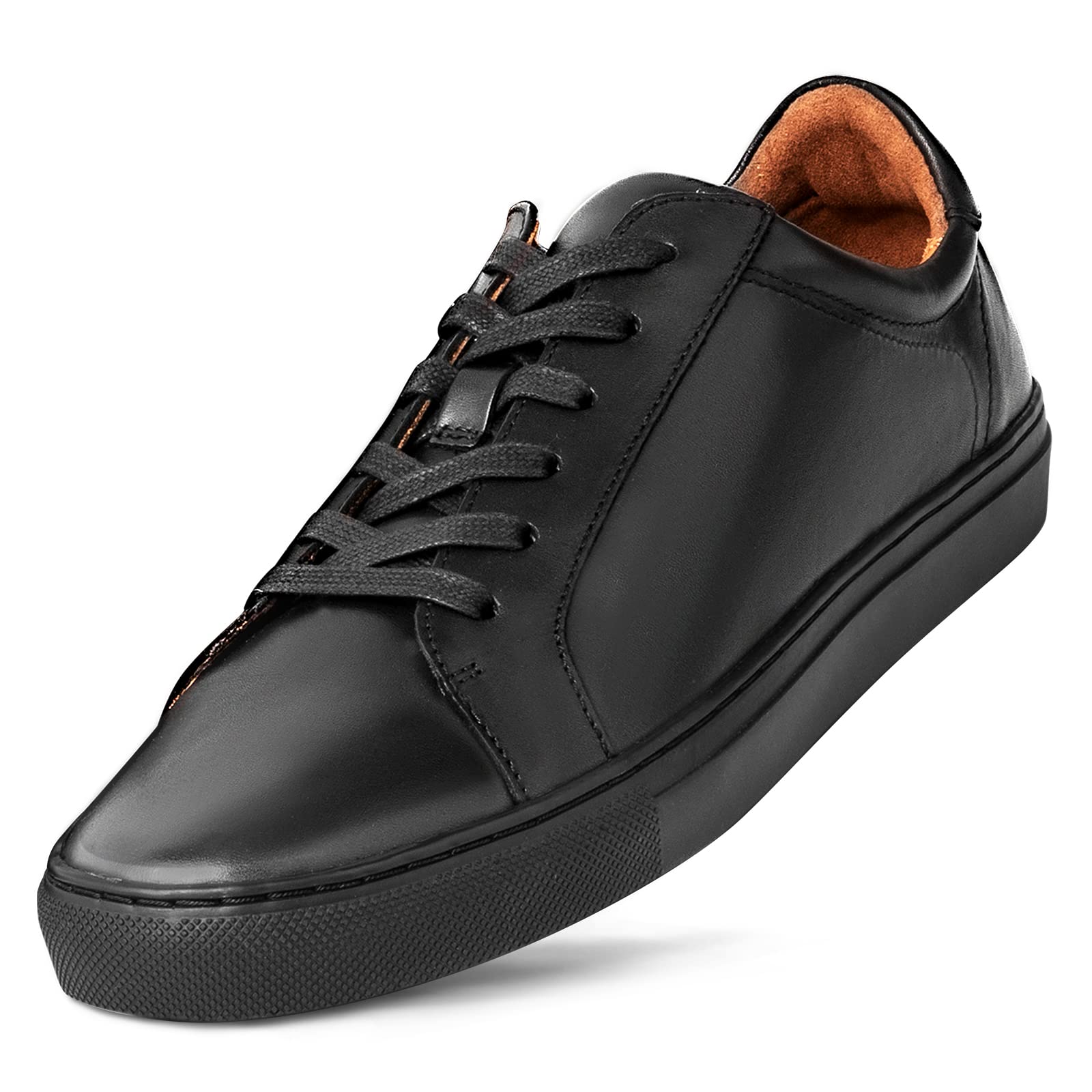 Dunross & Sons Men's Leather Sneakers - Comfortable Lace-Up Low Top Casual Dress Shoes for Work, Travel & Everyday Wear