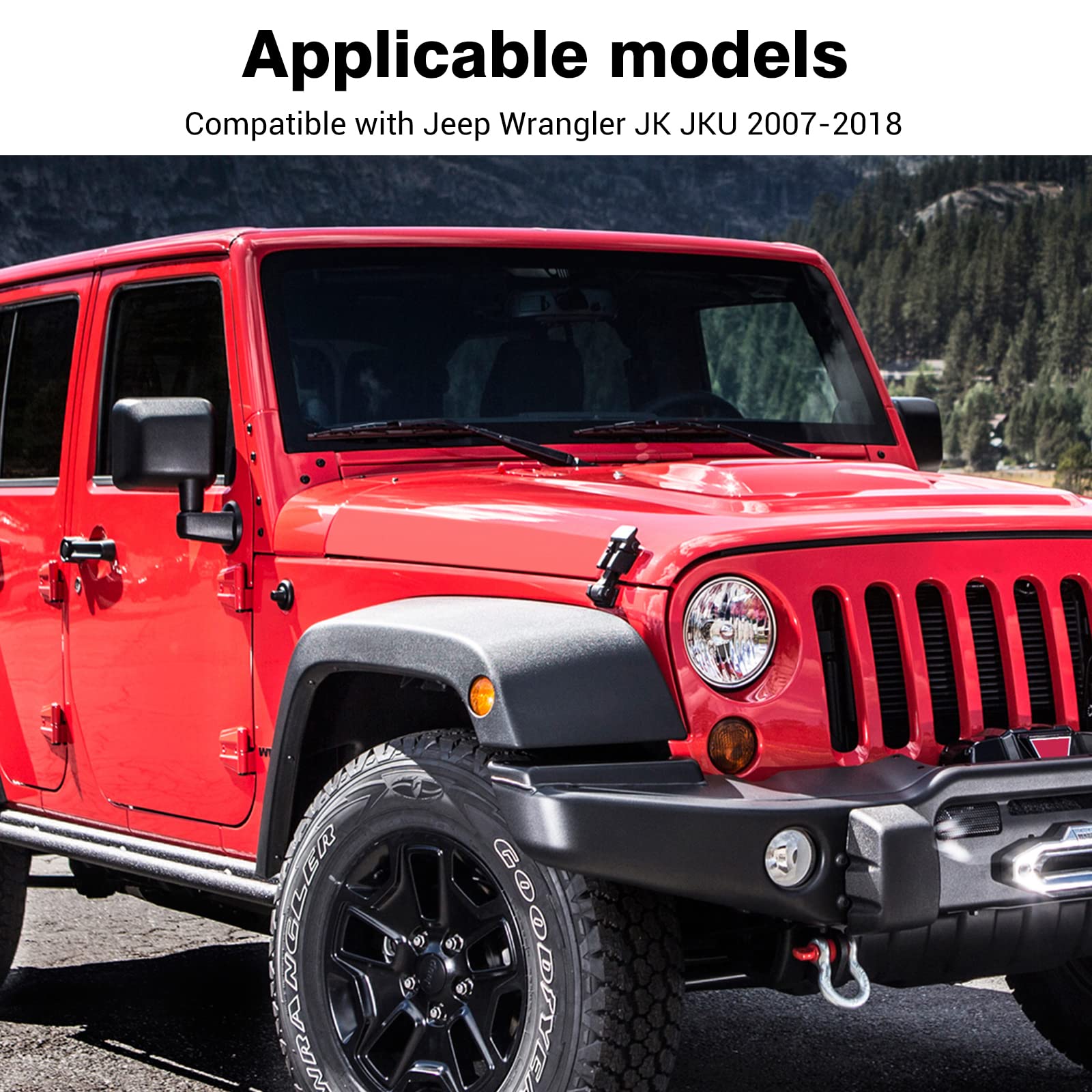JeCar Hood Hinge Trim Covers for Jeep Wrangler JK & Unlimited (2007-2018) - Black Exterior Accessories | Fits Sport, Sahara, Rubicon Models | Durable Protection & Stylish Upgrade for Off-Road Adventures