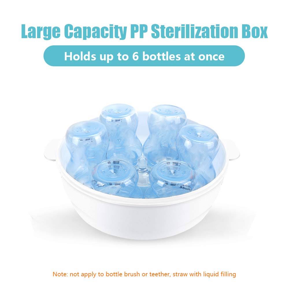 GEOINU Microwave Baby Bottle Sterilizer - Steam Sterilizer for 6 Bottles, Pacifiers & Cups - Quick 2-6 Minute Disinfection - Perfect for Nursery, Travel & Daycare Use