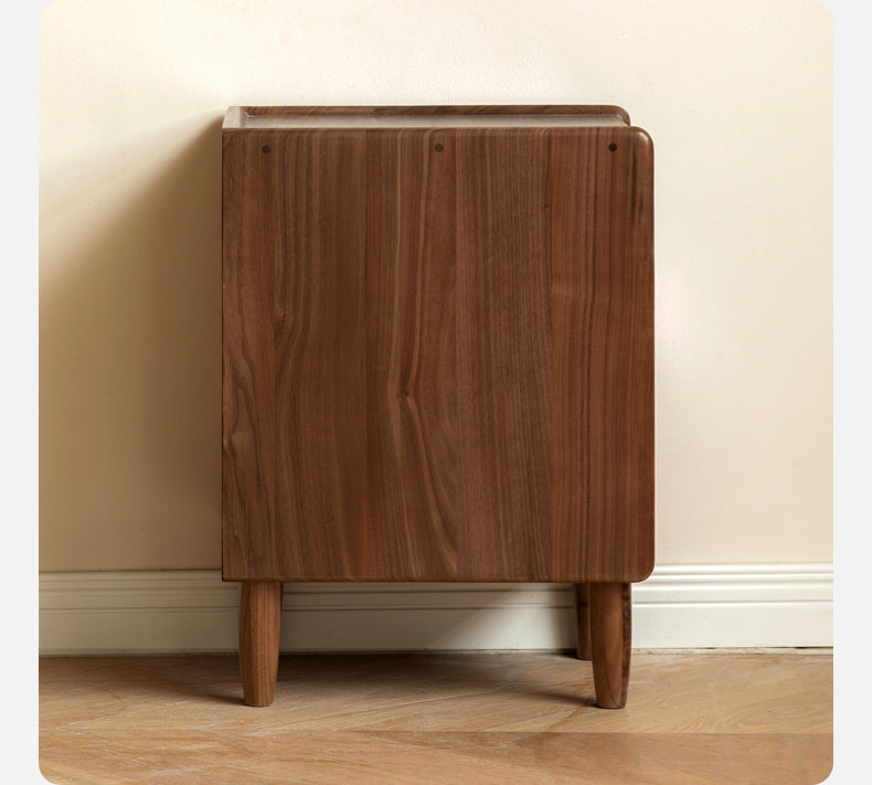 Solid Black Walnut Nightstand - Ultra Narrow Bedside Table with Calpa Wood - Perfect for Small Spaces, Apartments & Modern Bedrooms