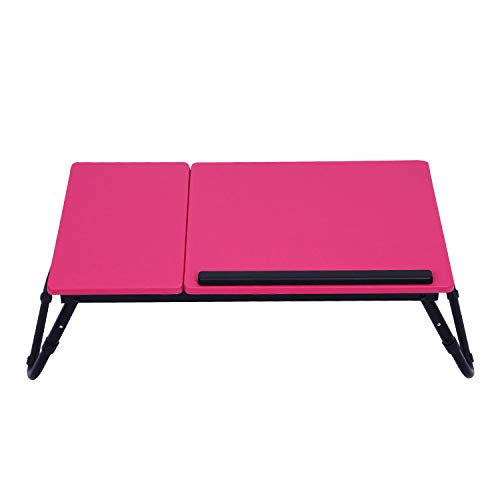 Adjustable Laptop Desk for Bed & Sofa - Portable Folding Table with Tilting Top, Multi-Function Breakfast Tray & Floor Desk (Red) - Perfect for Home Office, Studying, Eating in Bed or Watching TV