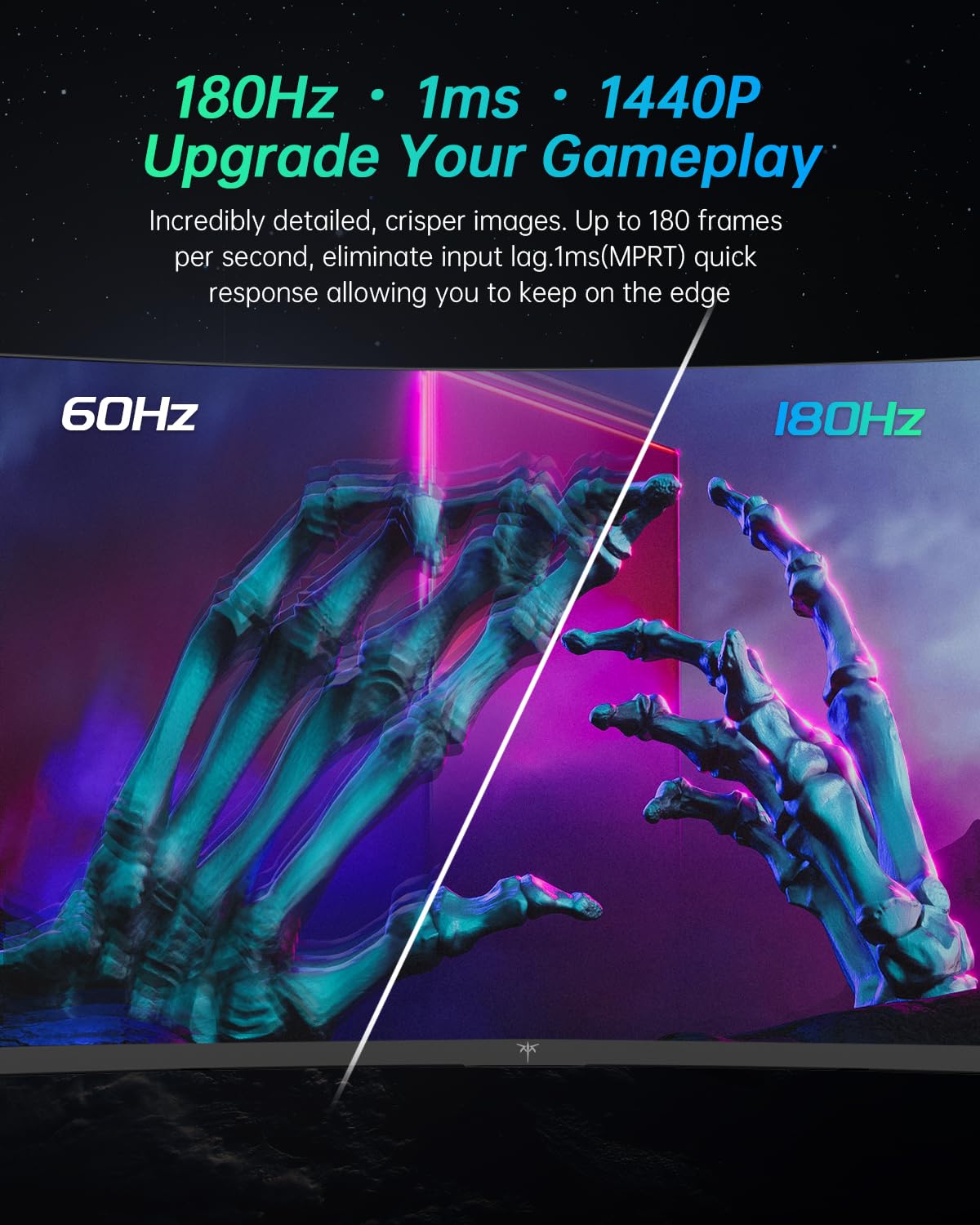 27 Inch Curved Gaming Monitor 1440P 2K 180Hz 1ms Response - FreeSync Premium & G-Sync Compatible - 1500R Ultrawide PC Monitor with DisplayPort/HDMI/USB - VESA Wall Mount - Perfect for Esports, FPS & Racing Games (H27S17)
