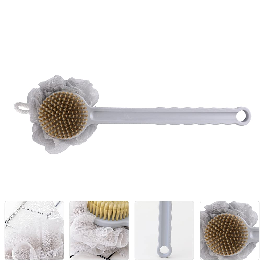 Double Sided Bath Brush with Long Handle - Exfoliating Back Scrubber for Shower, Body Wash & Massage - PBT Loofah Sponge for Men & Women - Perfect for Deep Cleaning & Relaxing in Bath or Shower