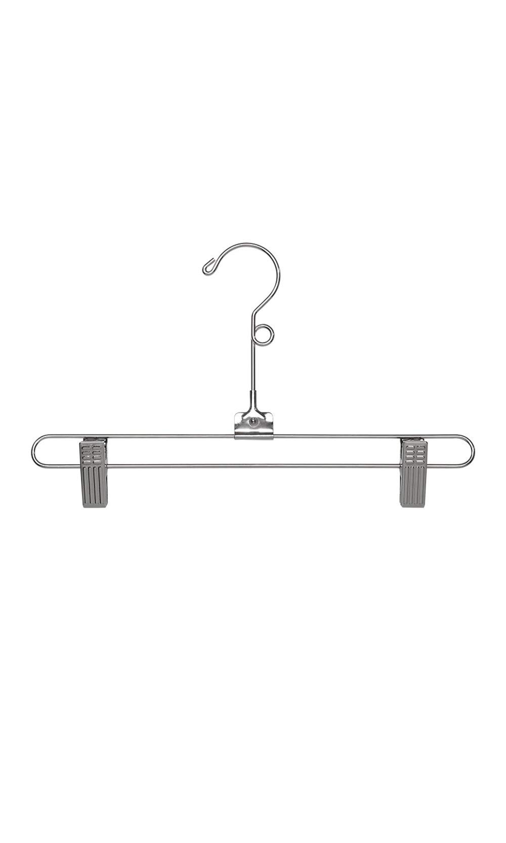 12-Inch Chrome Metal Skirt Hangers - Pack of 100 - Space-Saving Closet Organizer for Dresses, Pants & Uniforms