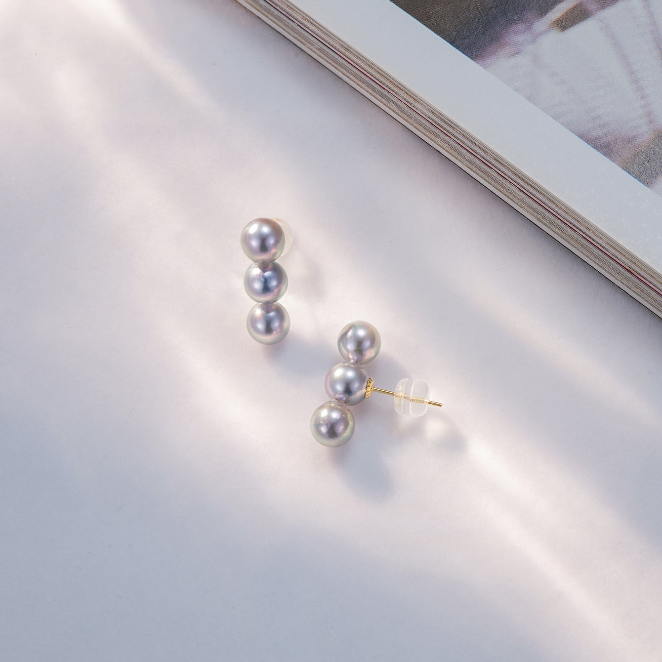 18K Silver Blue Akoya Pearl Earrings for Women – Elegant Stud Earrings for Wedding, Party & Gift (KE00136) | Perfect for Bridal Jewelry, Anniversary & Special Occasions