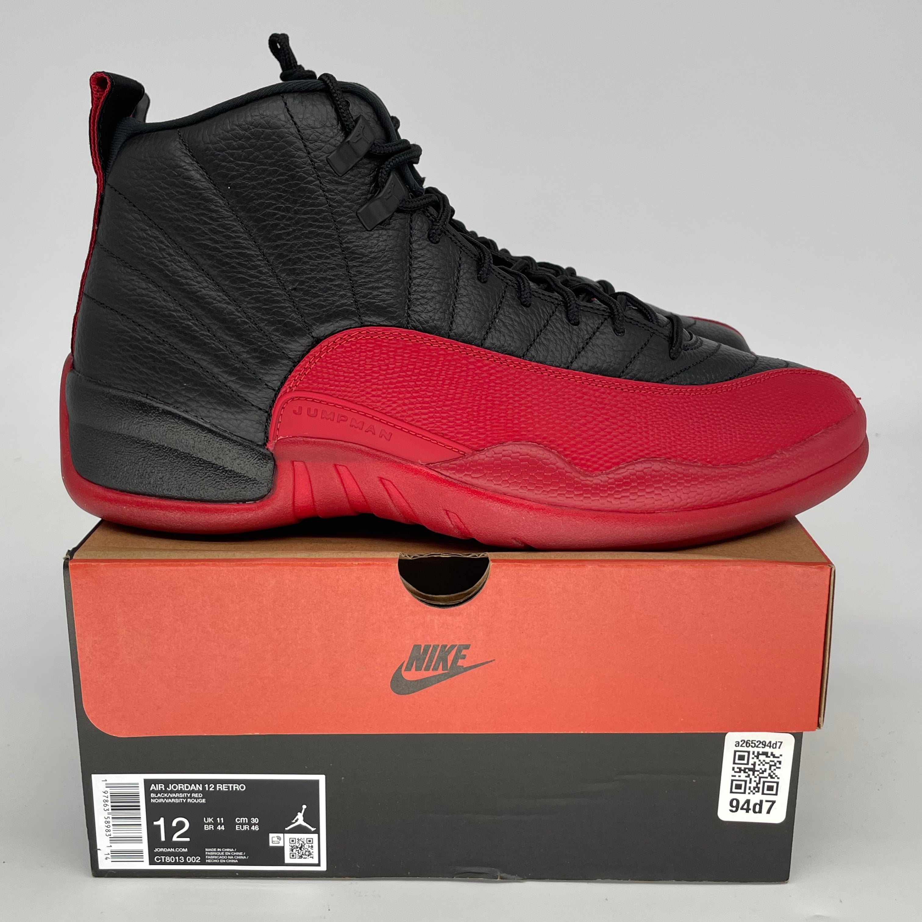 Original Air Jordan 12 Retro 'Flu Game' Basketball Shoes - Men's Size 12 (CT8013-002) - Black/Red - Perfect for NBA Games, Streetwear & Sneaker Collectors