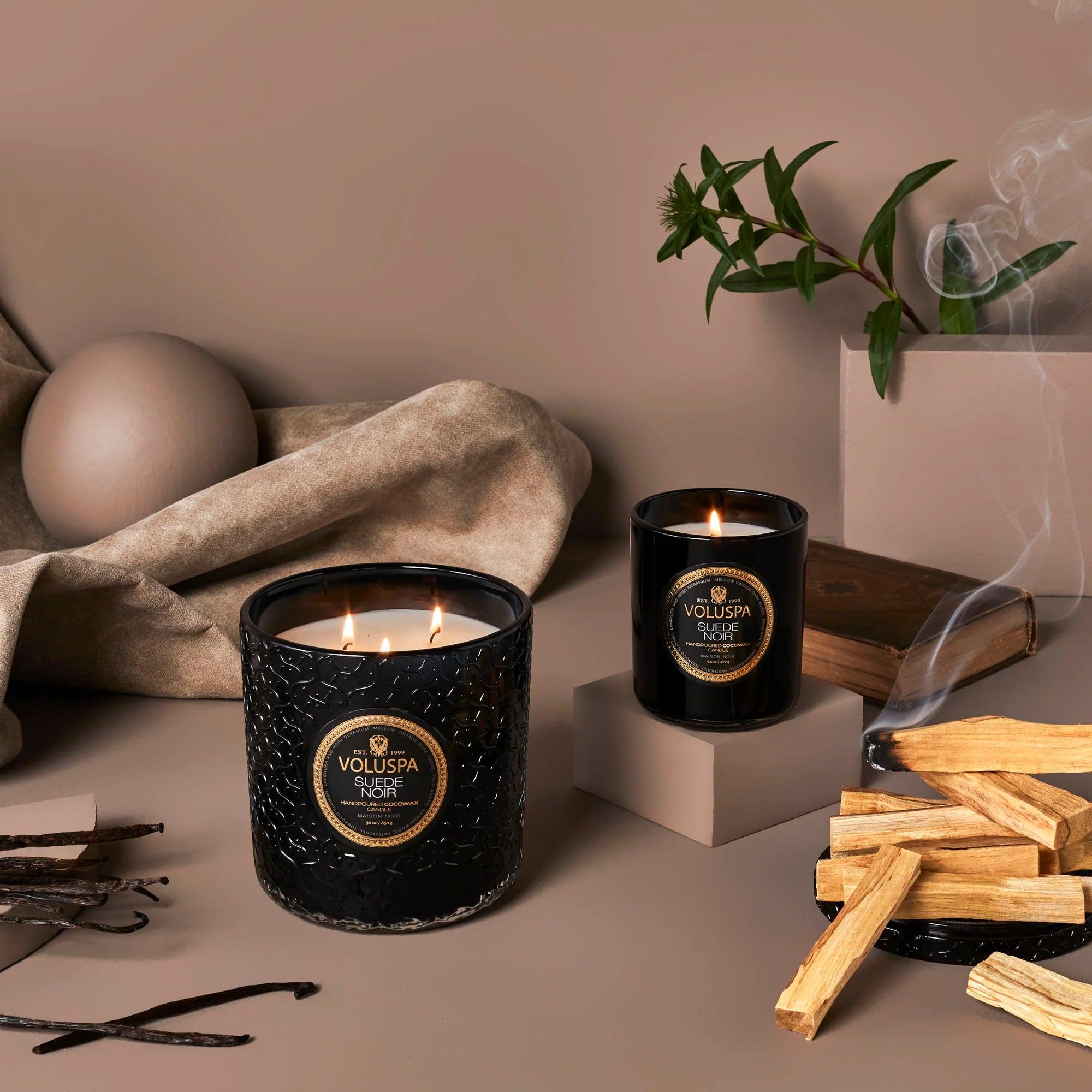 Premium Suede Noir Luxury Scented Candle - Long-Lasting Aromatherapy for Home, Office & Relaxation
