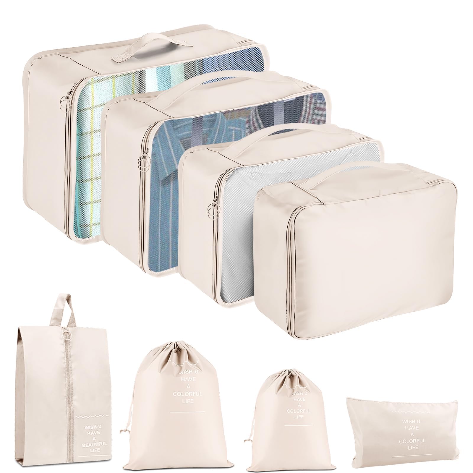 8-Piece Travel Packing Cubes Set - Breathable Mesh Luggage Organizers for Family Vacations, Durable Suitcase Organizer Bags | Perfect for Business Trips, Weekend Getaways & Backpacking Adventures