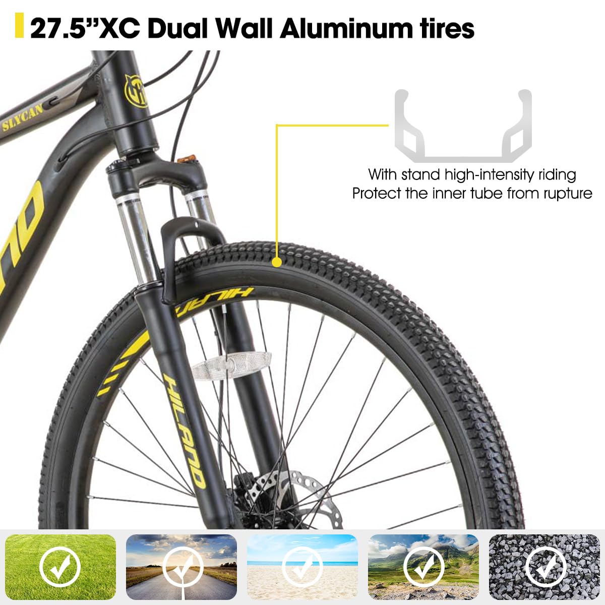 Hiland 27.5 Inch Mountain Bike for Adults - 21 Speed Gears, Aluminum 18 Inch Frame, Lock-Out Suspension Fork, Hydraulic Disc Brakes - Perfect for Men & Women - Ideal for Trail Riding, Commuting and Outdoor Adventures