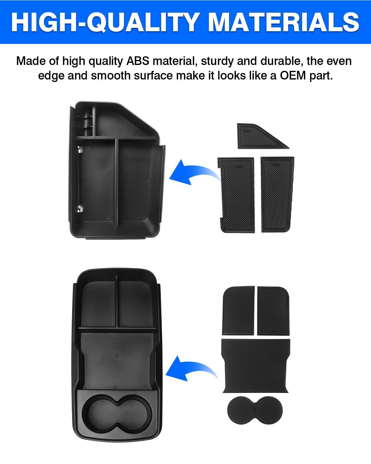 Autorder 2-Pack Center Console Organizer for Kia EV6 2022-2025 | Armrest Storage Box & Secondary Insert Tray | Car Accessories for Better Organization | Perfect for Road Trips & Daily Commute
